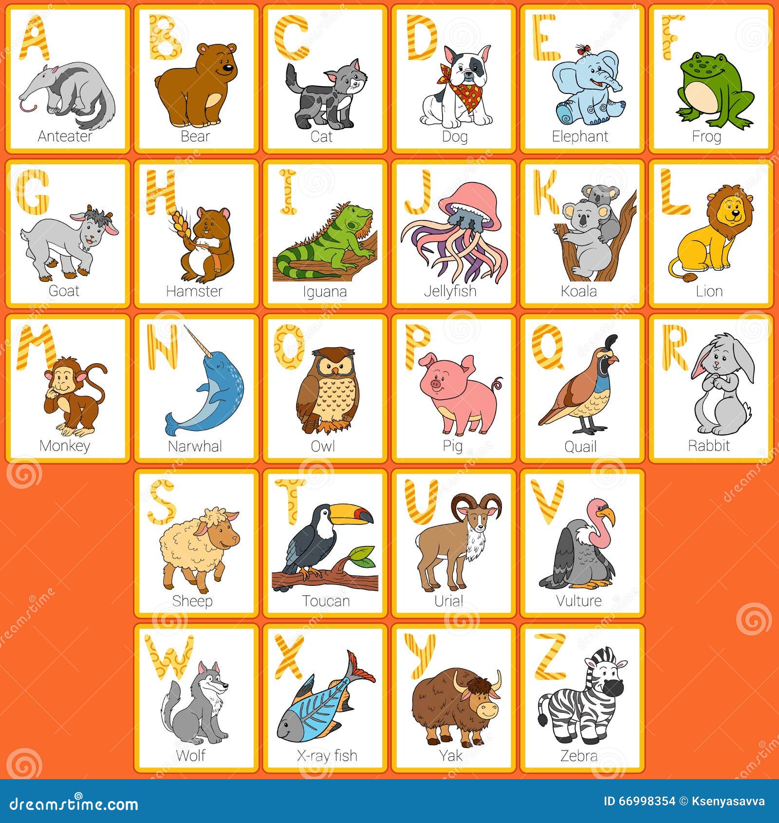 Vector Color Zoo Alphabet with Cute Animals Stock Vector ...