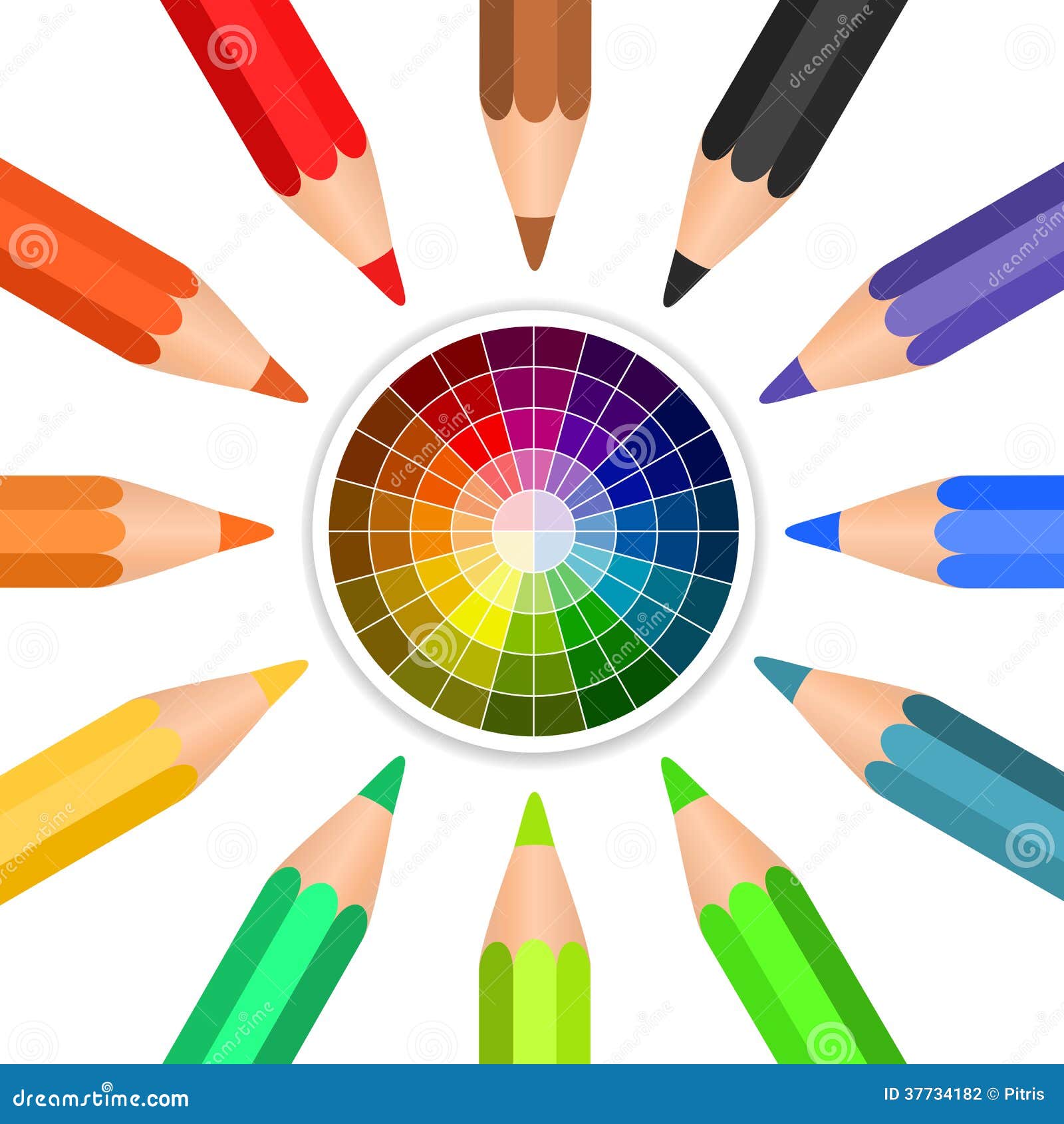 Vector Colored Pencils Arranged In A Circle Stock Vector Illustration