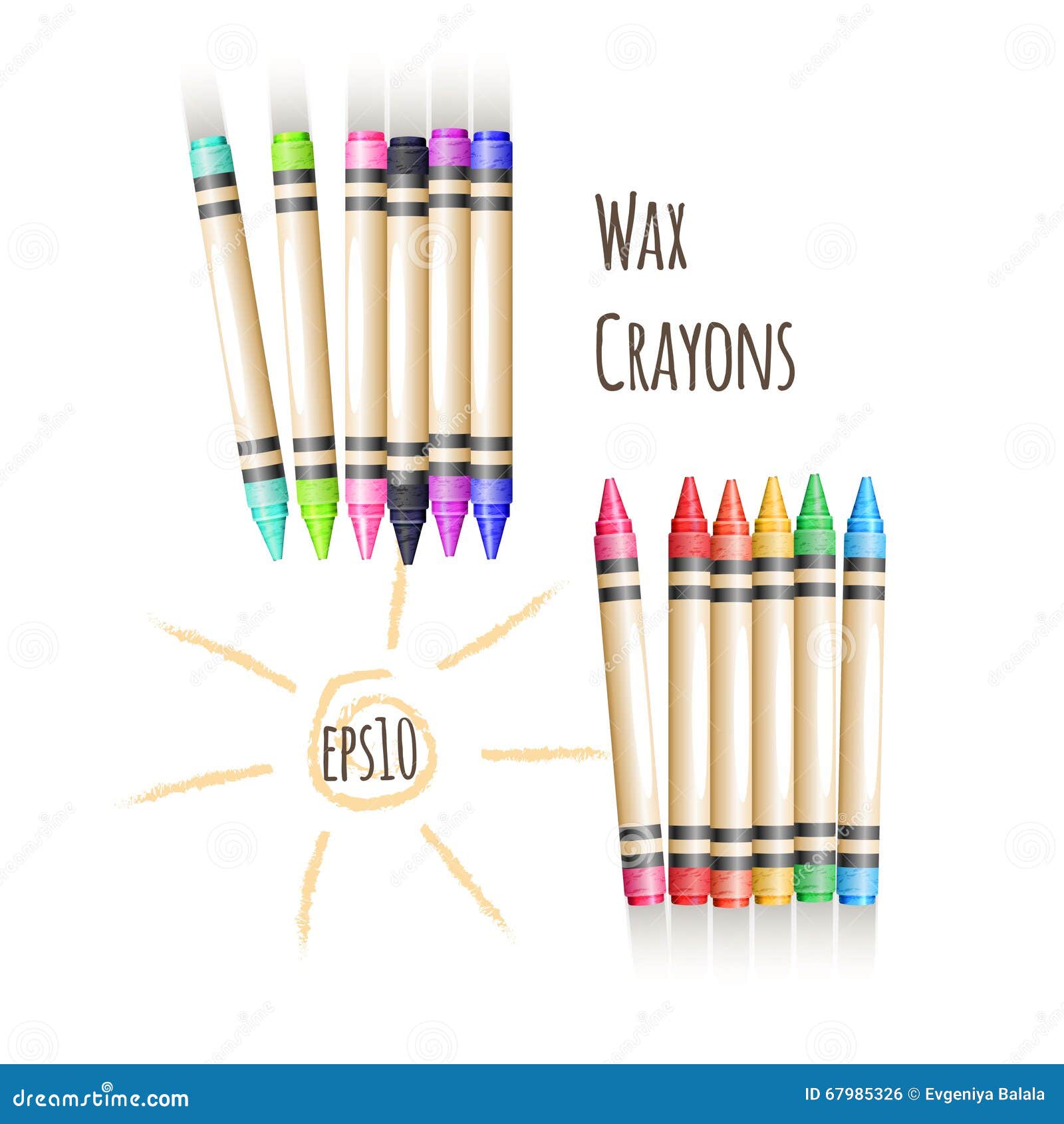 Vector Colorful Background with Two Sets of Wax Pencils Stock Vector