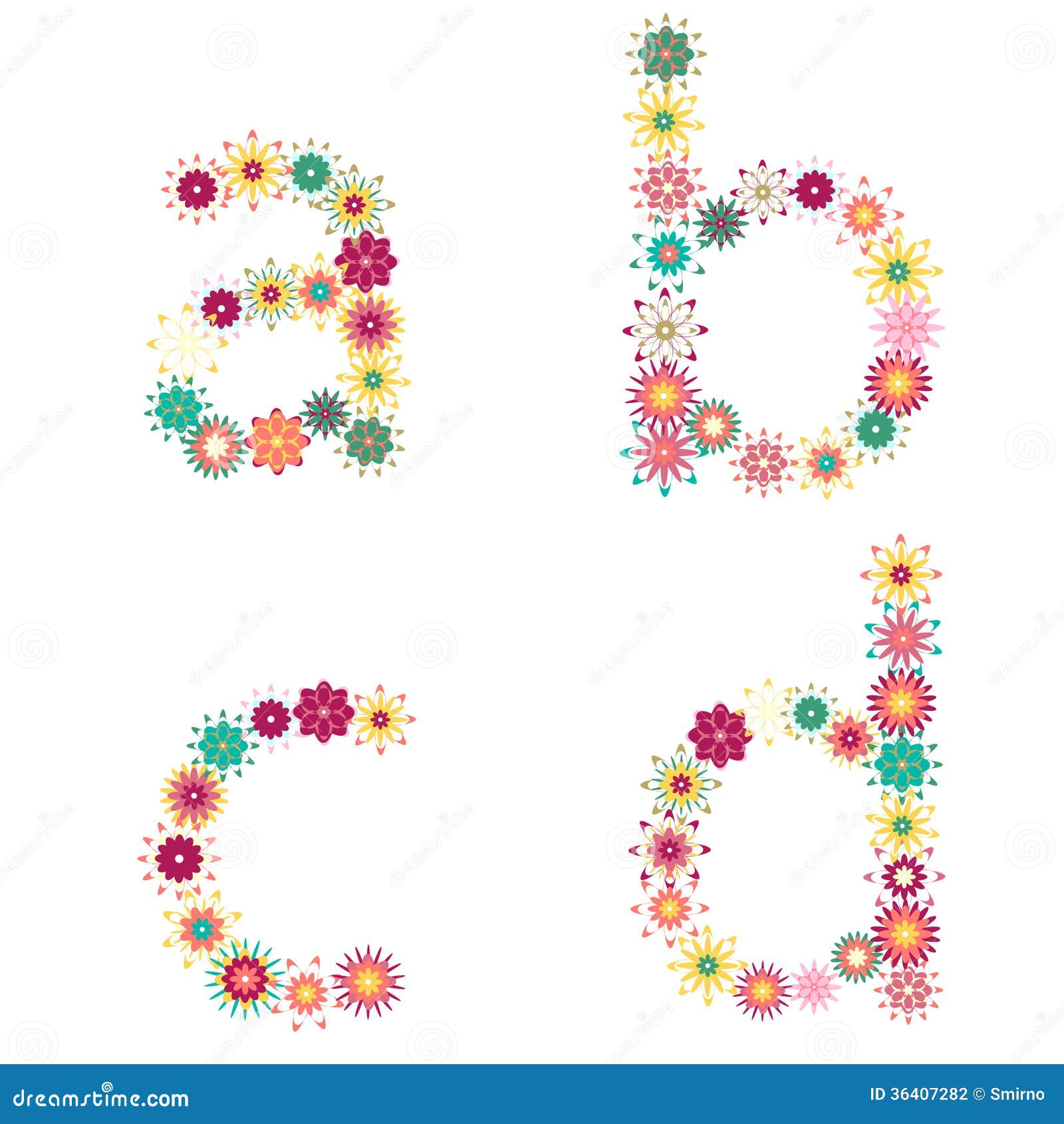 Vector Colorful Flower Font. Stock Vector Illustration of date, garden 36407282