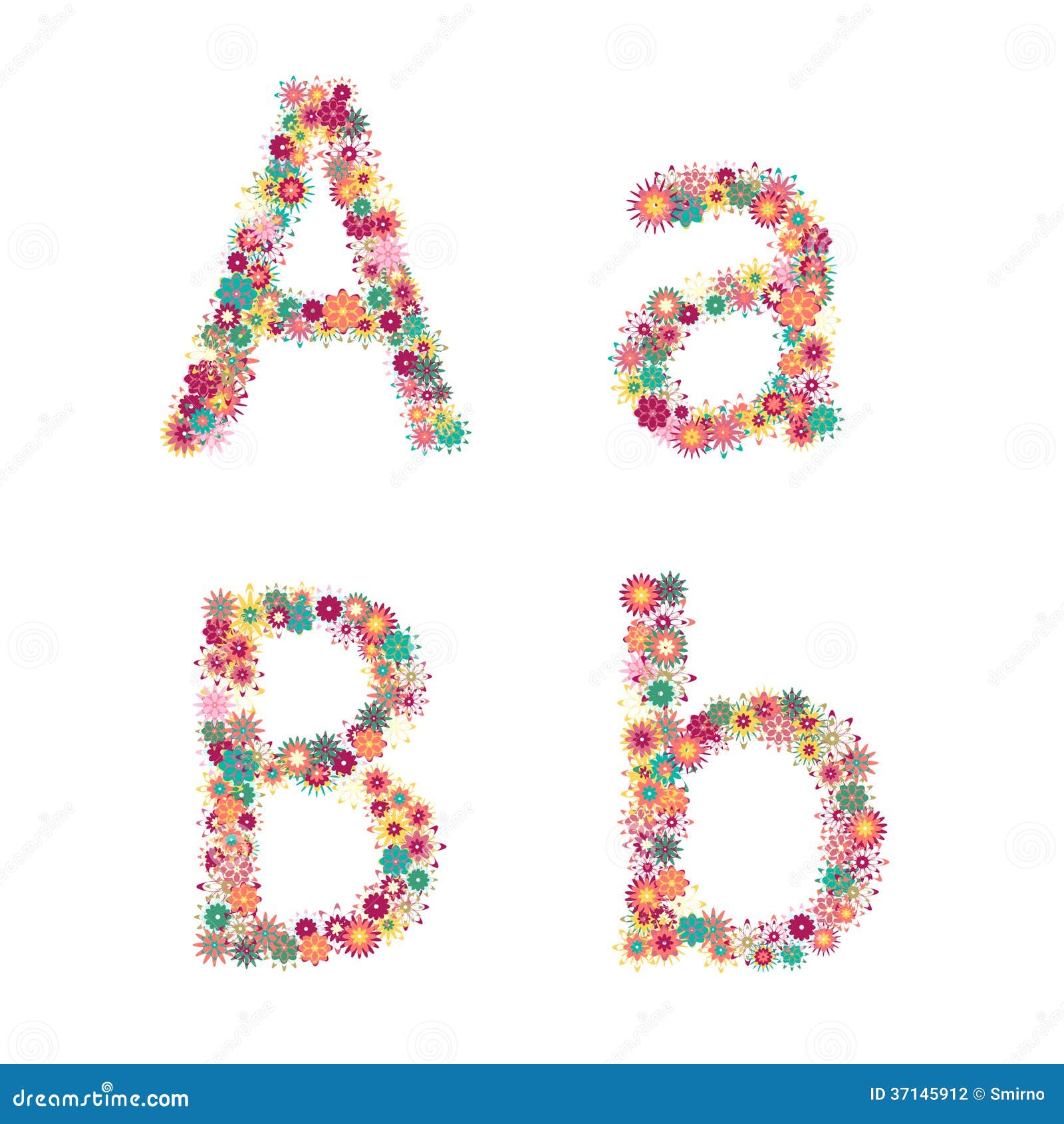 Download Vector Colorful Flower Font. Stock Vector - Illustration of character, floral: 37145912