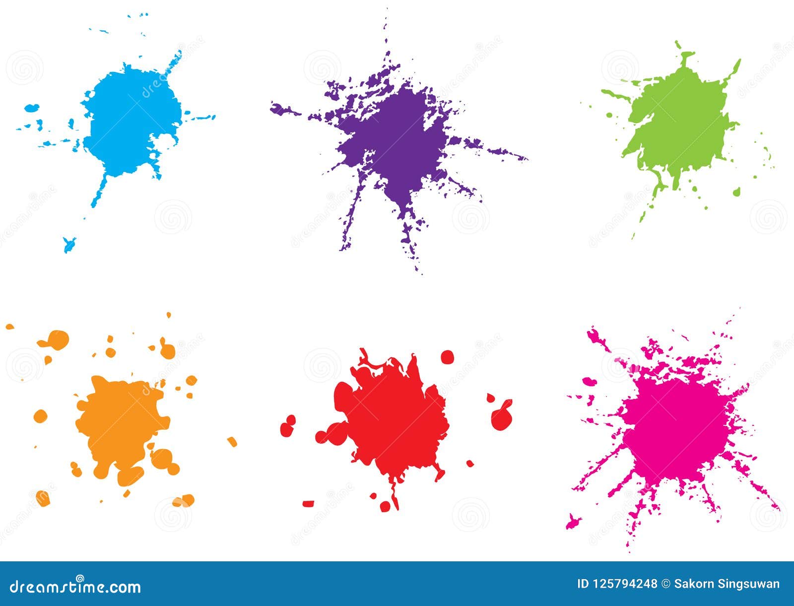 colorful paint splatter.paint splash set.  .