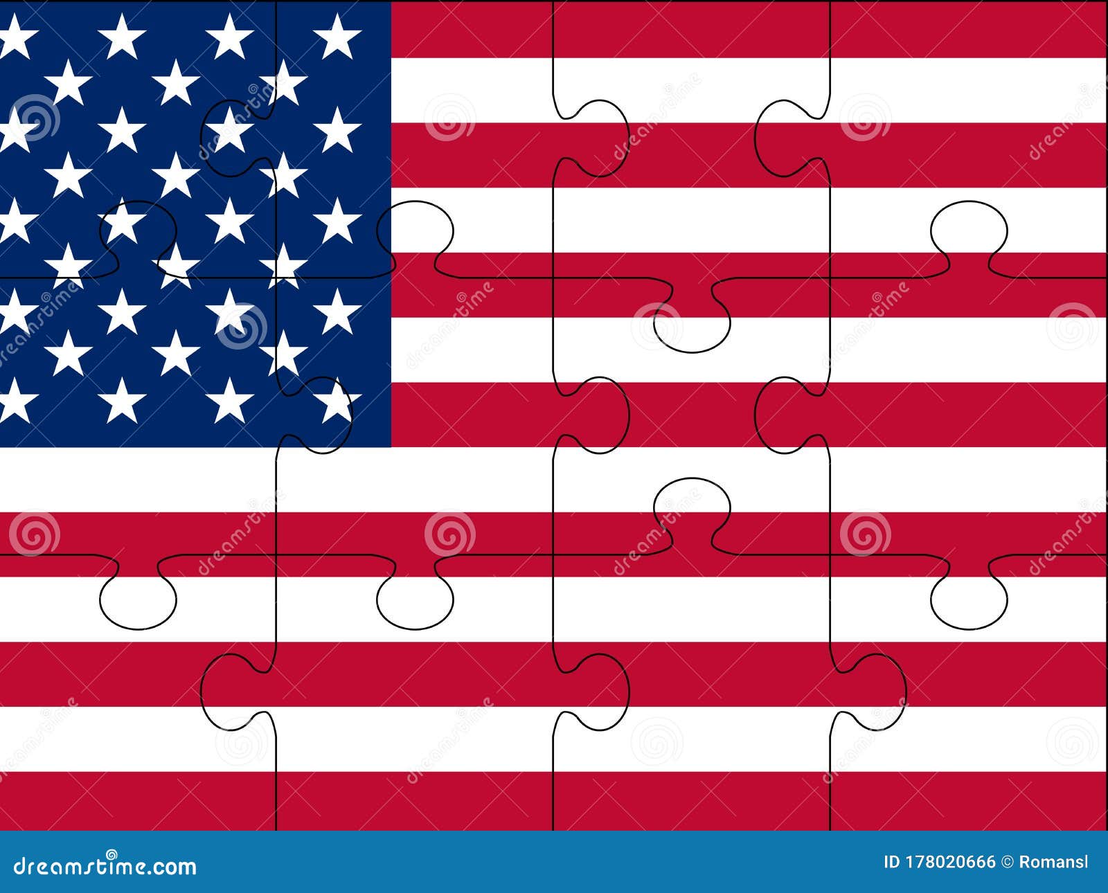Download Vector Colorful Puzzle With USA Flag - Made From Puzzle ...