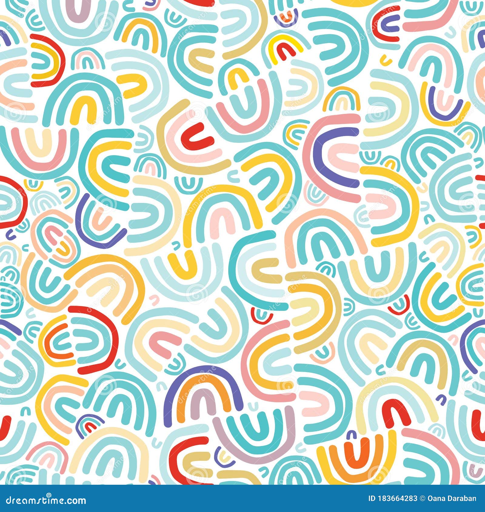 Vector Colorful Rainbow Doodles. Perfect for Surface Pattern Design ...