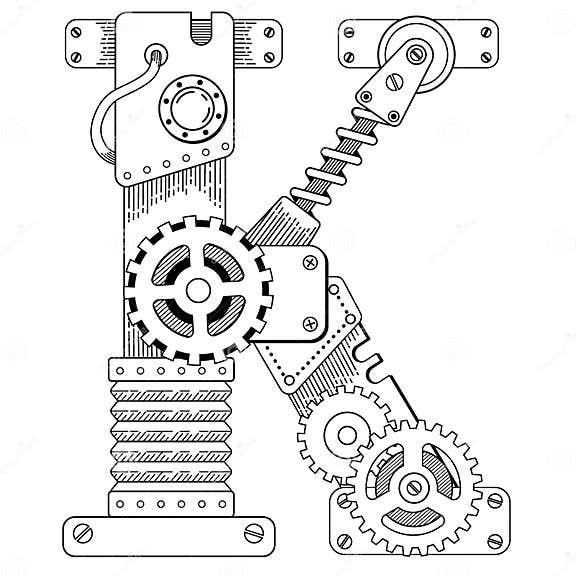 Vector Coloring Book for Adults. Steampunk Font Stock Vector ...