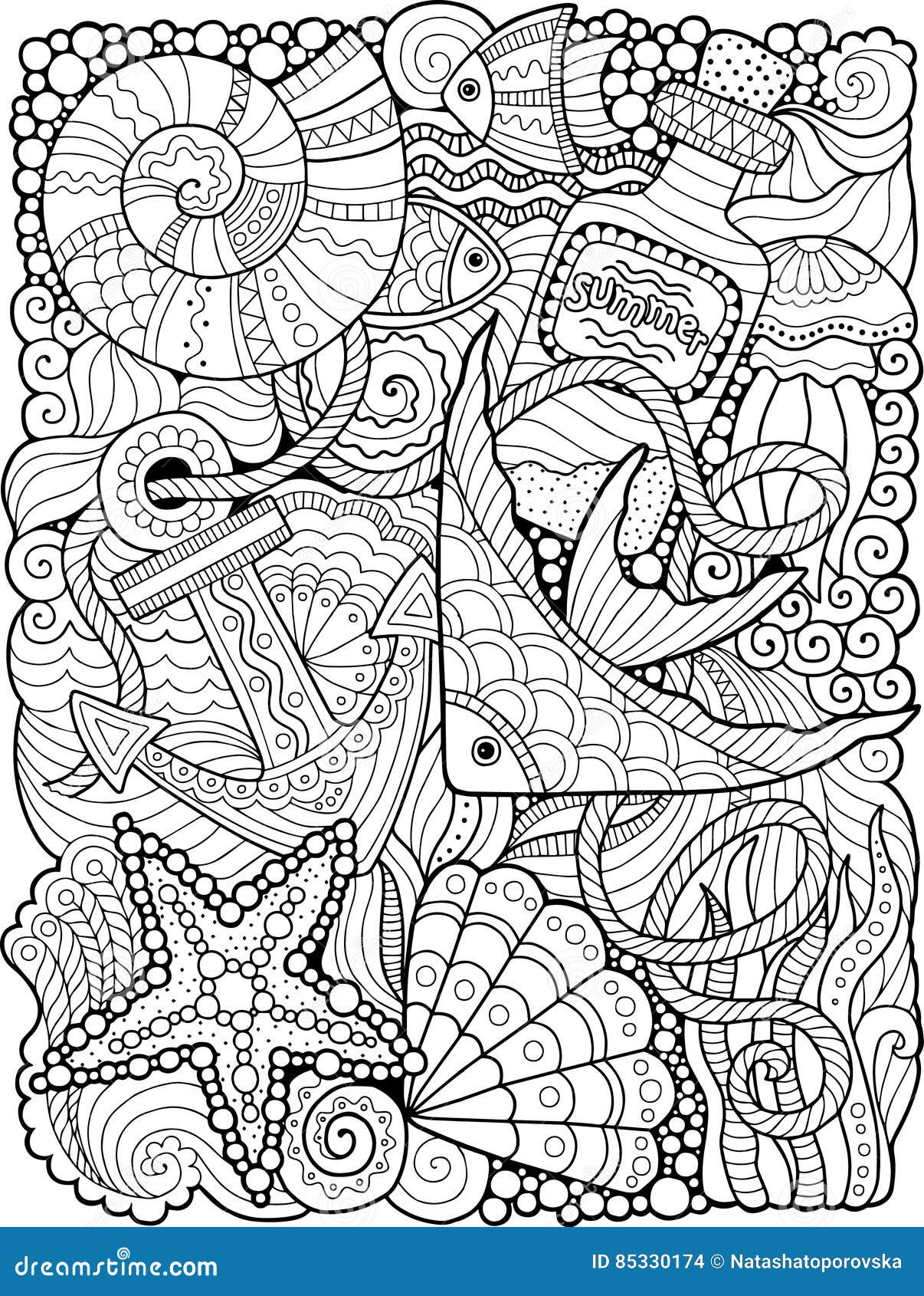  coloring book. coloring book for adult. summers sea