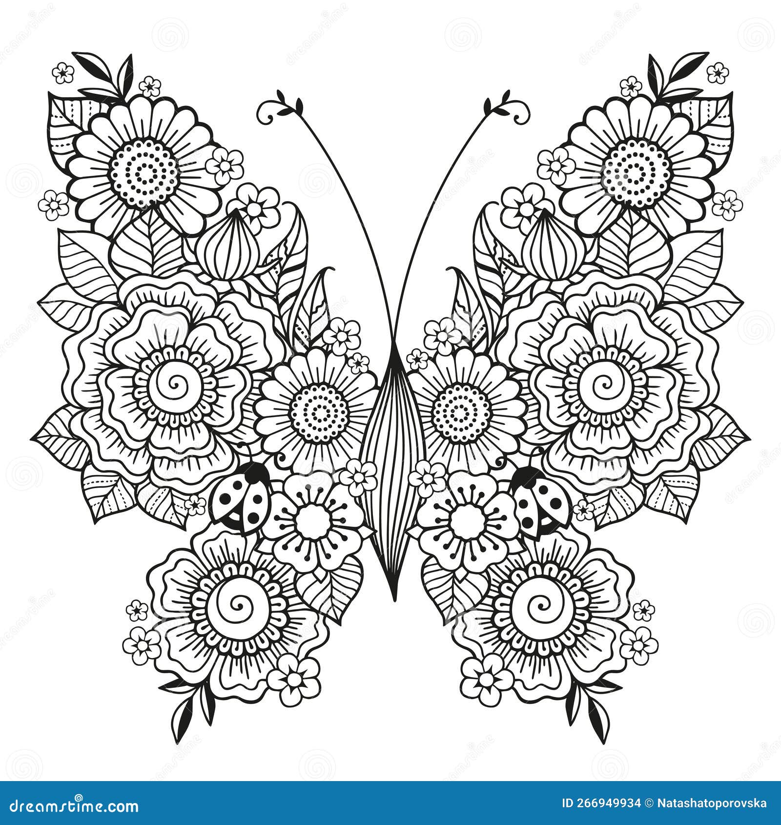 Vector Coloring Book Page for Adults. Black and White Illustration of a ...