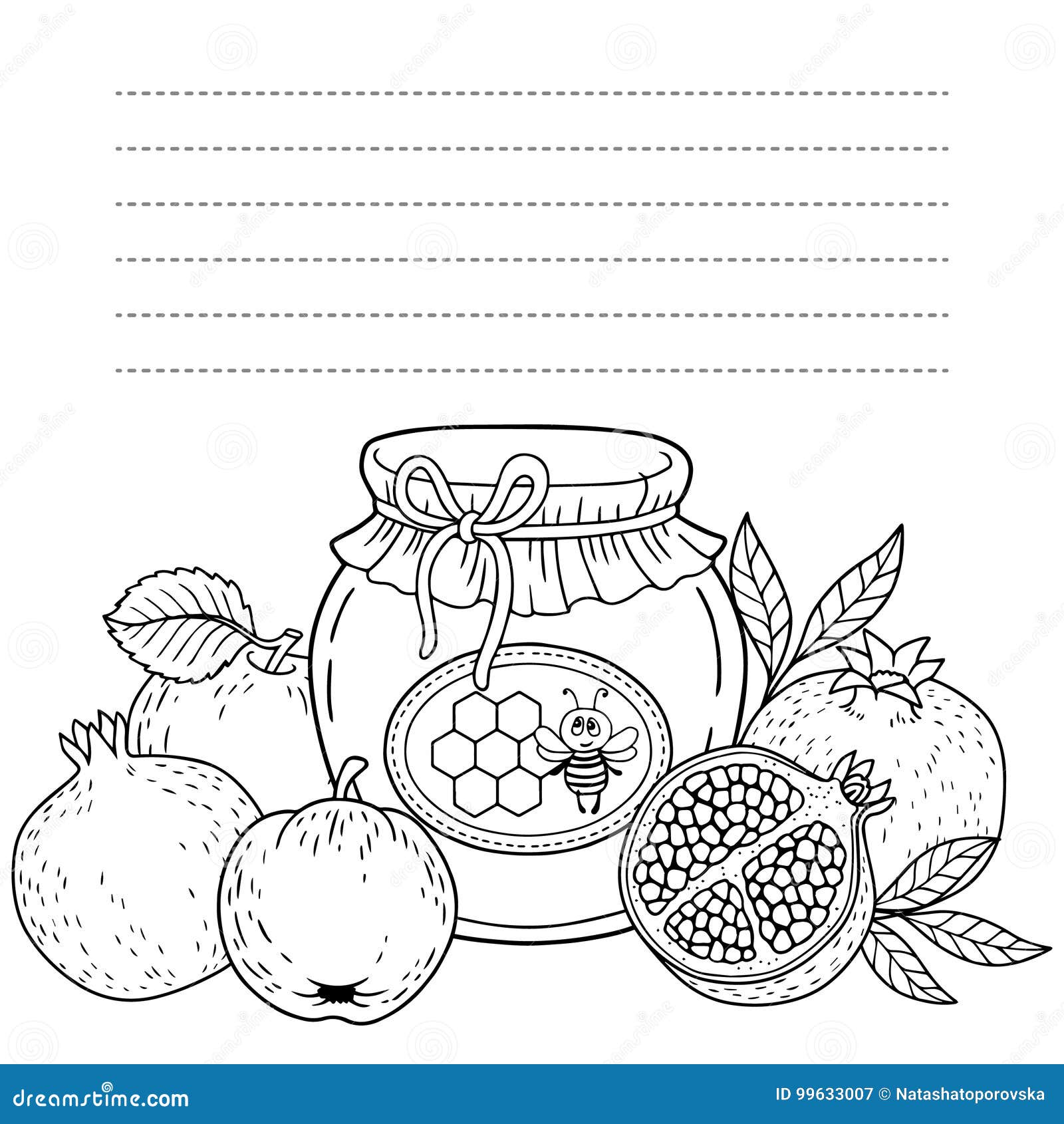 apples and honey coloring page