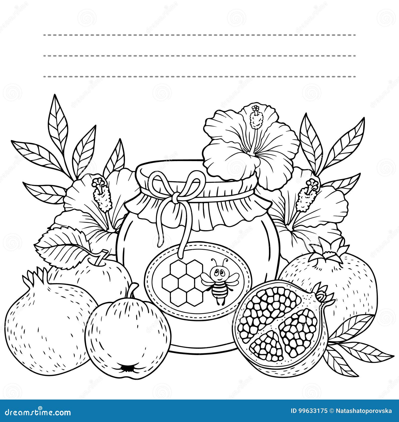 apples and honey coloring page