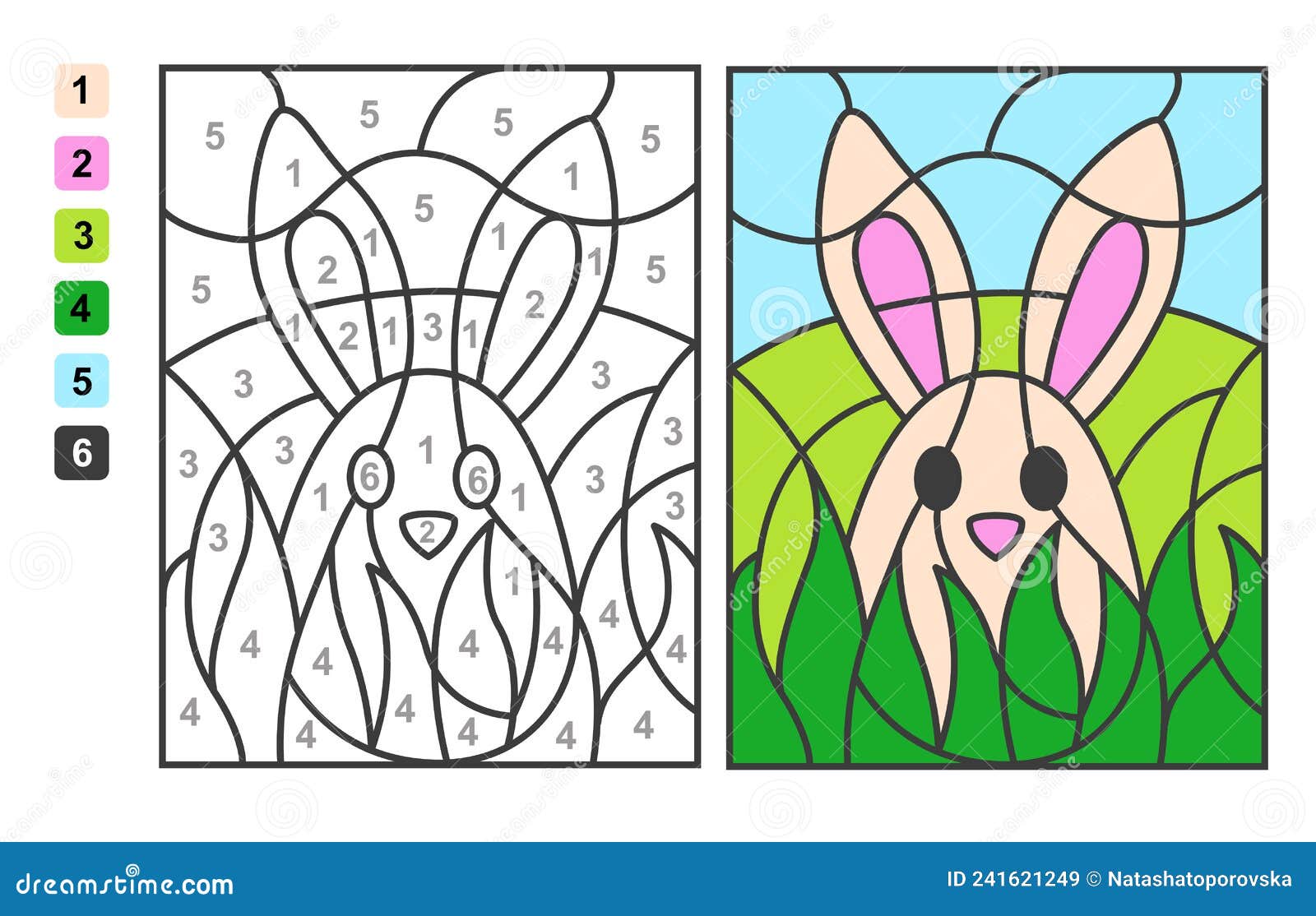  coloring page color by numbers easter egg hunt. puzzle game for children education and activities
