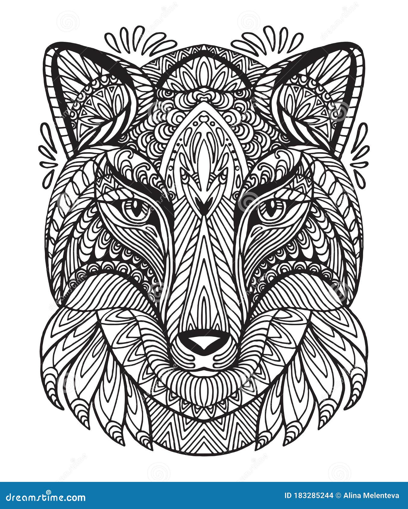 Vector coloring fox stock vector. Illustration of fantasy - 183285244