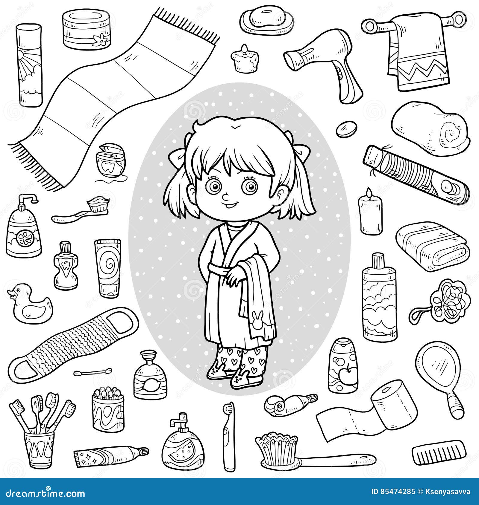 Download Cartoon Hygiene Objects Coloring Page | CartoonDealer.com #33524597