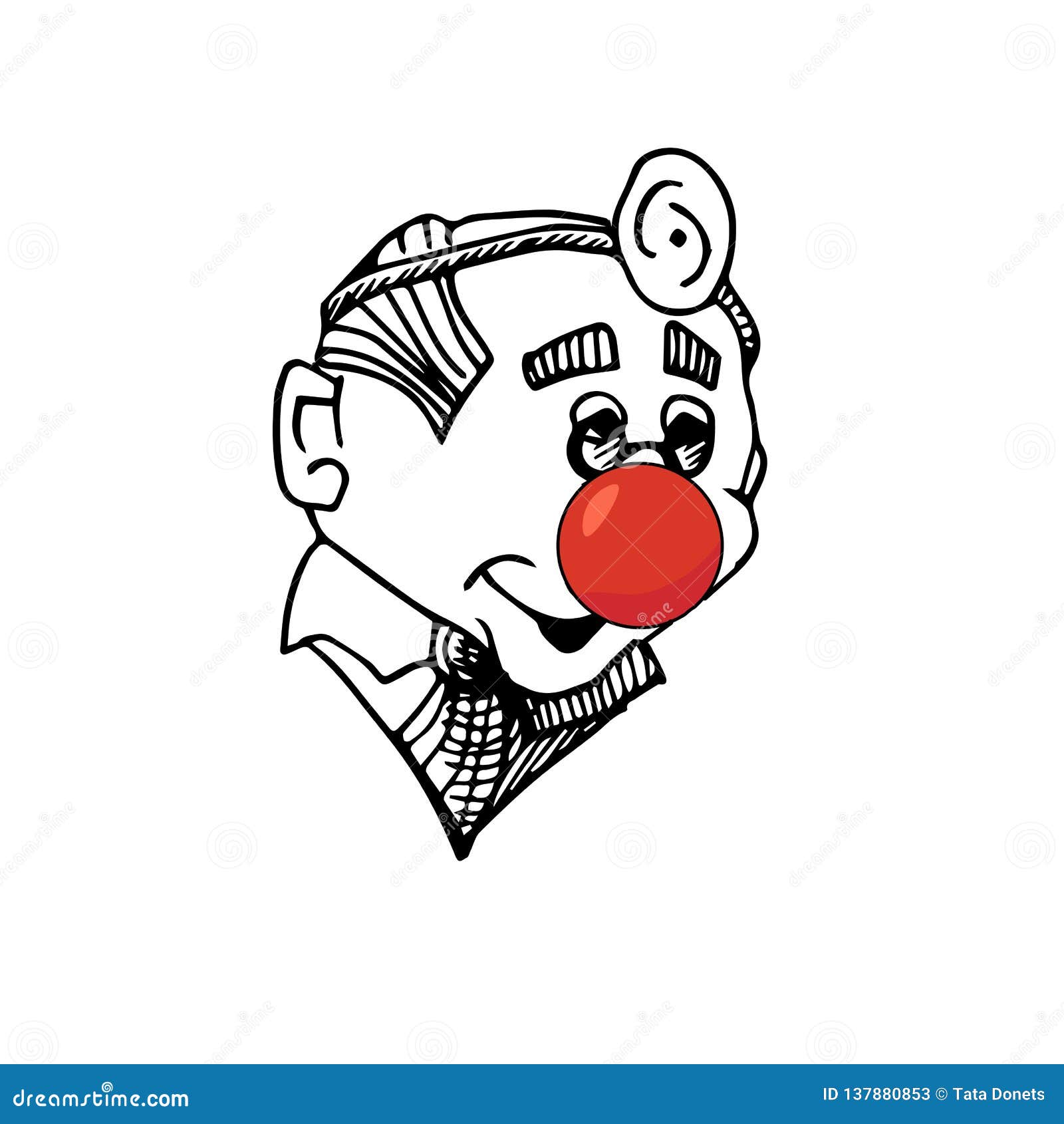 Vector Comic Doodle Illustration Of A Doctor With A Clown Red Nose Great As Red Nose Day Icon Stock Vector Illustration Of Nose Comic