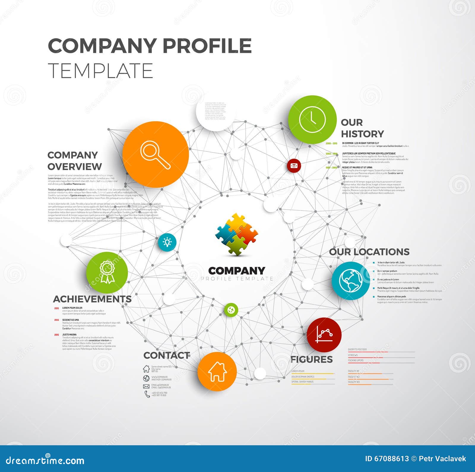 Infographic Overview Template With Colorful Circles Vector Illustration ...