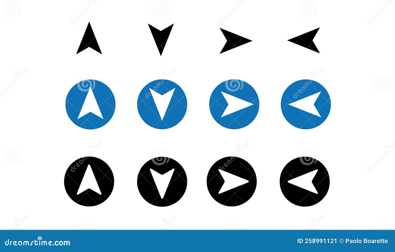 Vector Compass Icons of North, South, East and West Direction. Map
