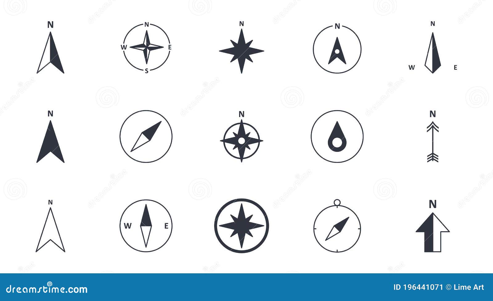 Compass icon wind map north west Royalty Free Vector Image