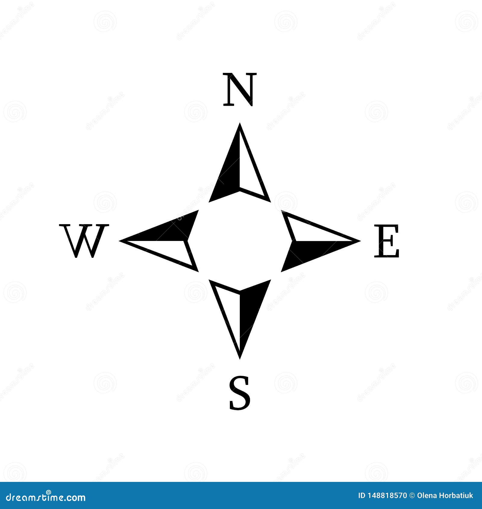  compass rose with north, south, east and west indicated