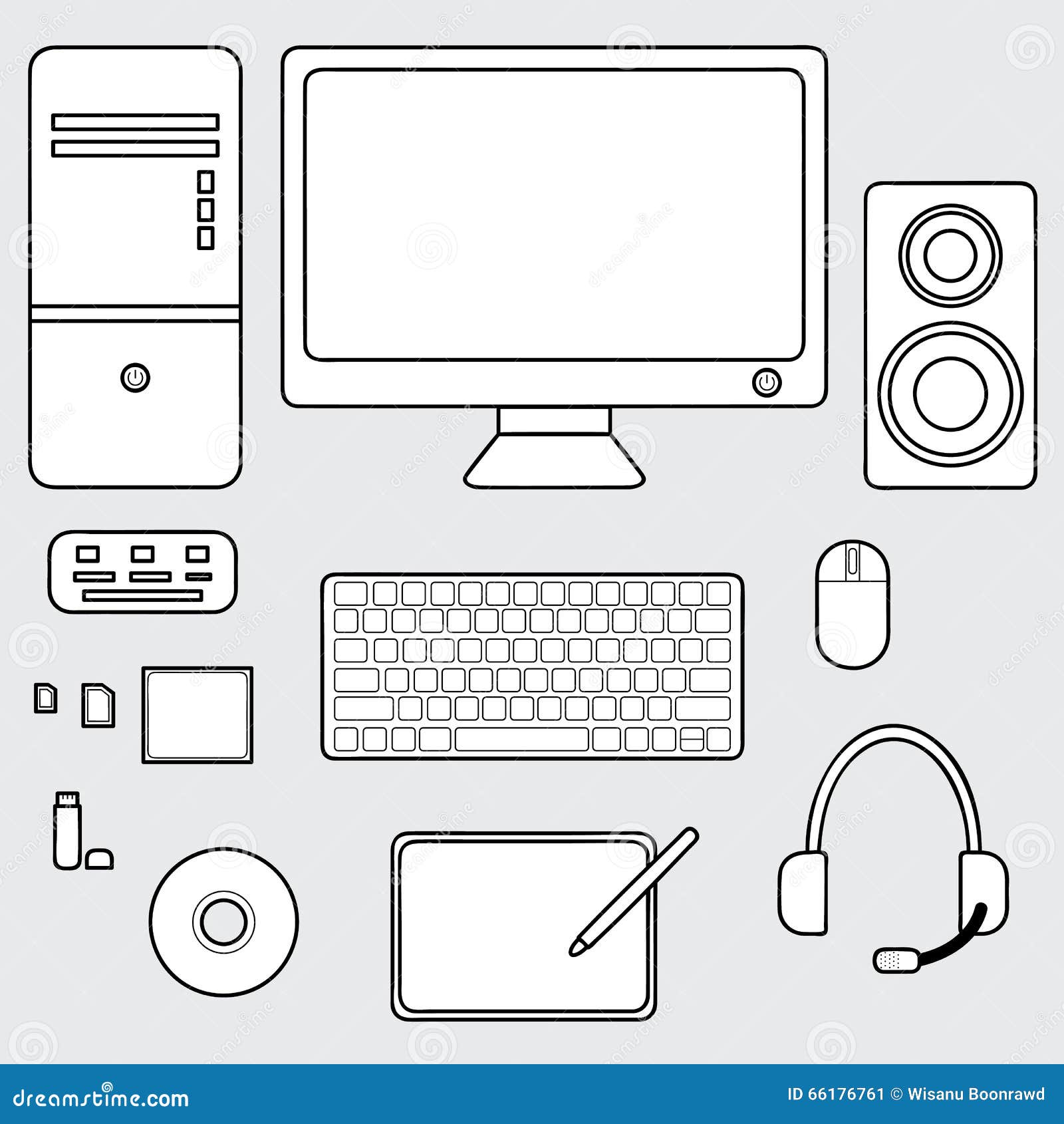 Vector of Computer Accessories Concept, Icon Stock Illustration