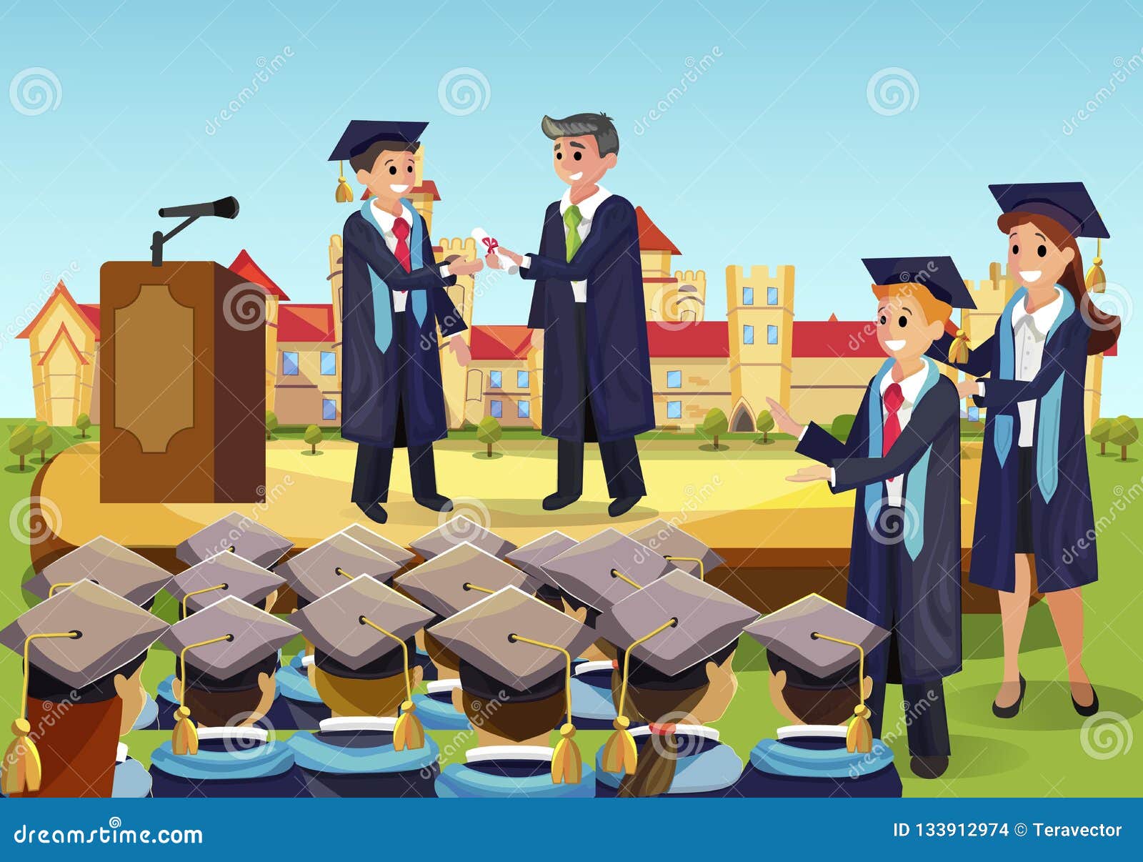 Download Vector Concept Illustration Cartoon Happy Students Stock ...