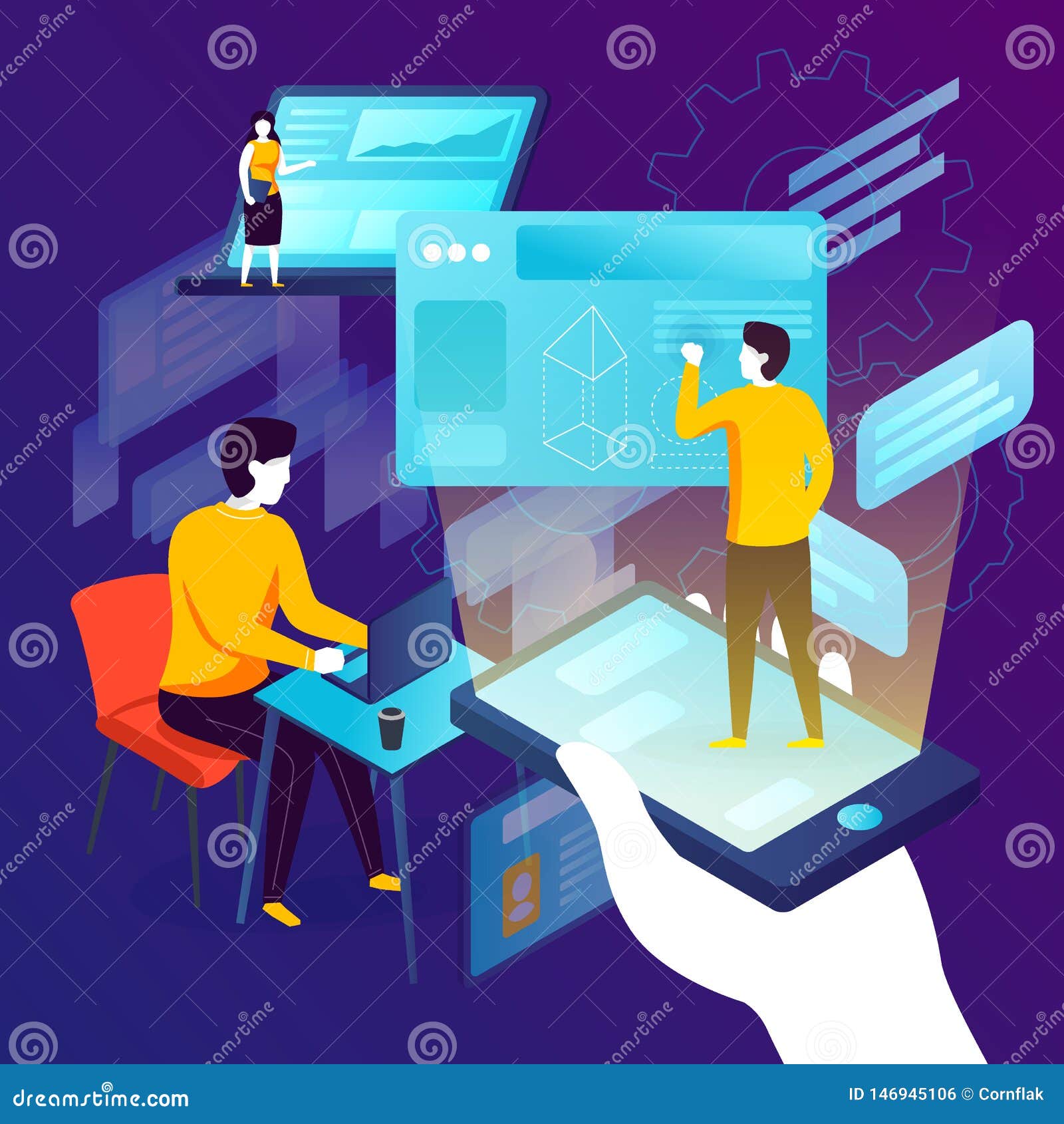 Vector Concept Illustration Motion Design Studio Stock Vector