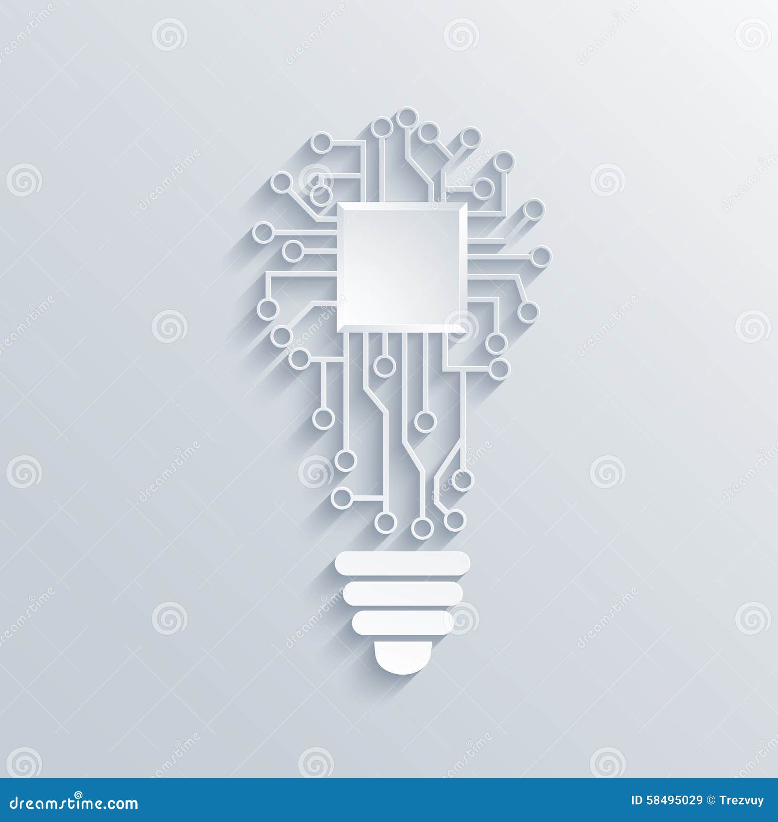 Vector Concept Light Bulb with Circuit Board Stock Vector