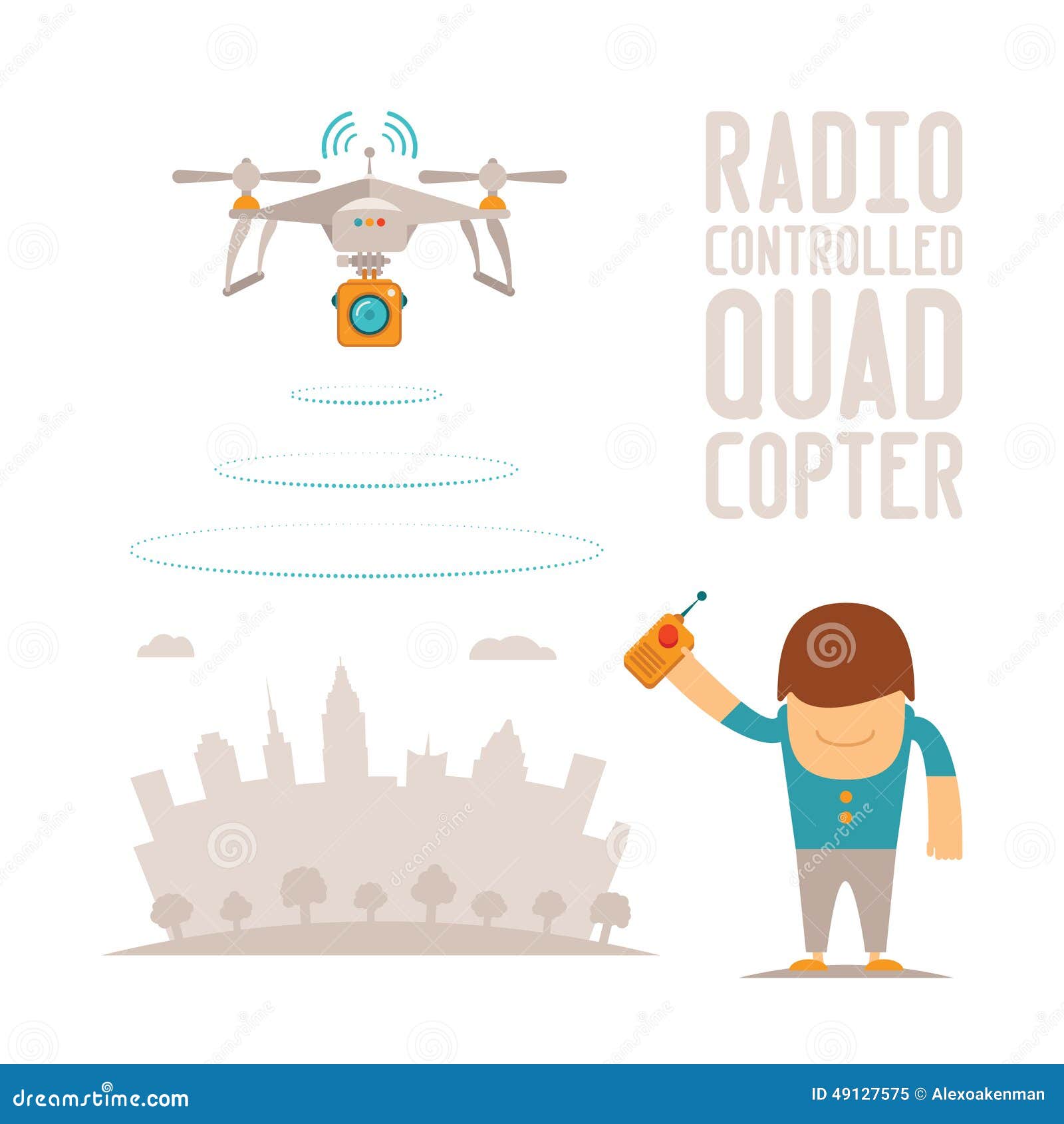  concept of quadcopter air drone with remote control