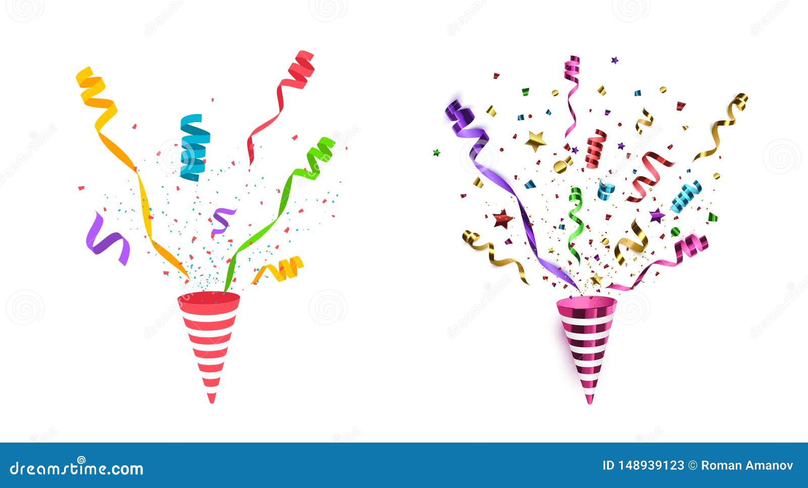 Vector Confetti. Party Popper Isolated Stock Vector Illustration of