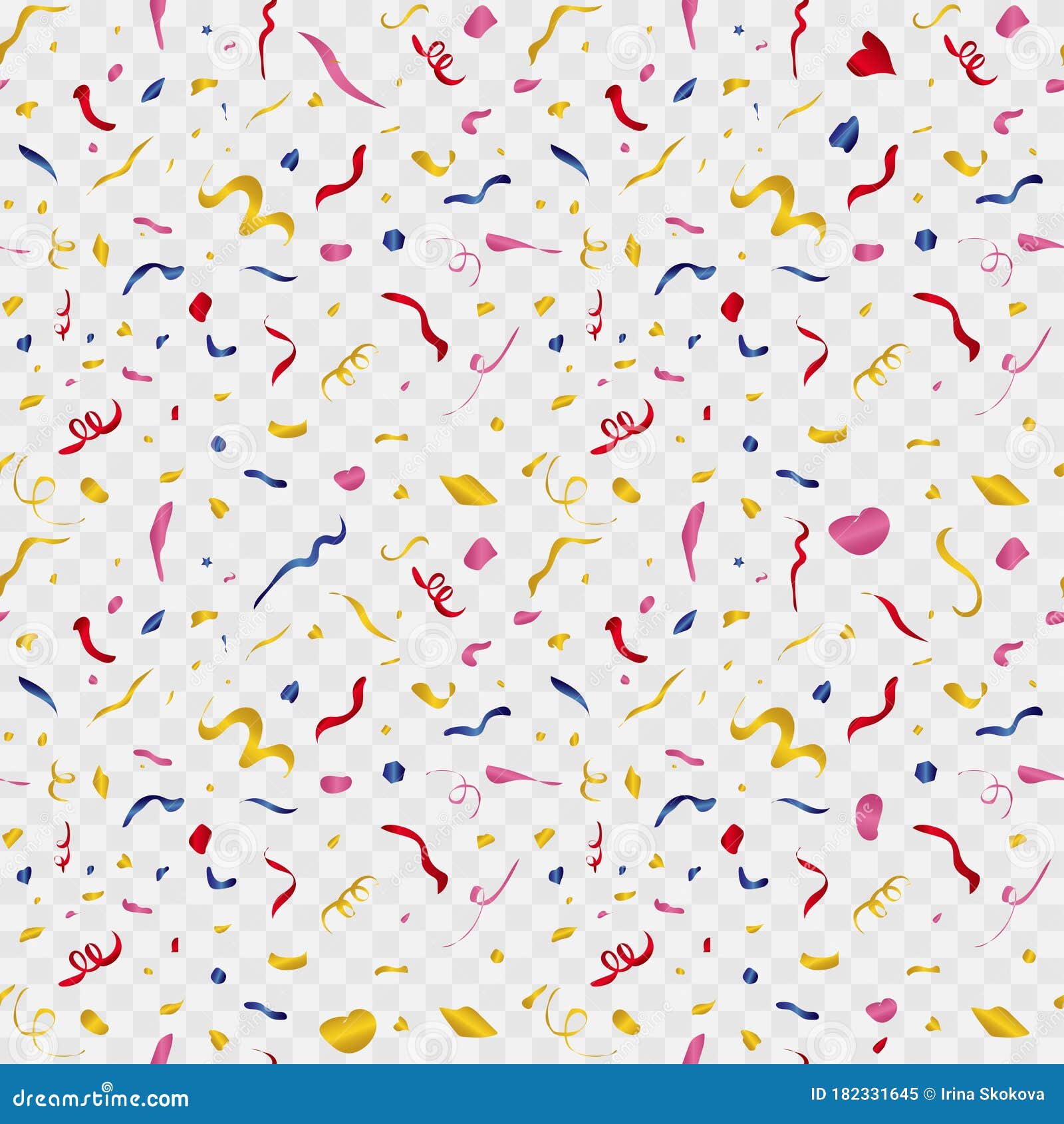 Vector Confetti Seamless Pattern. Colorful Shapes on a Transparent