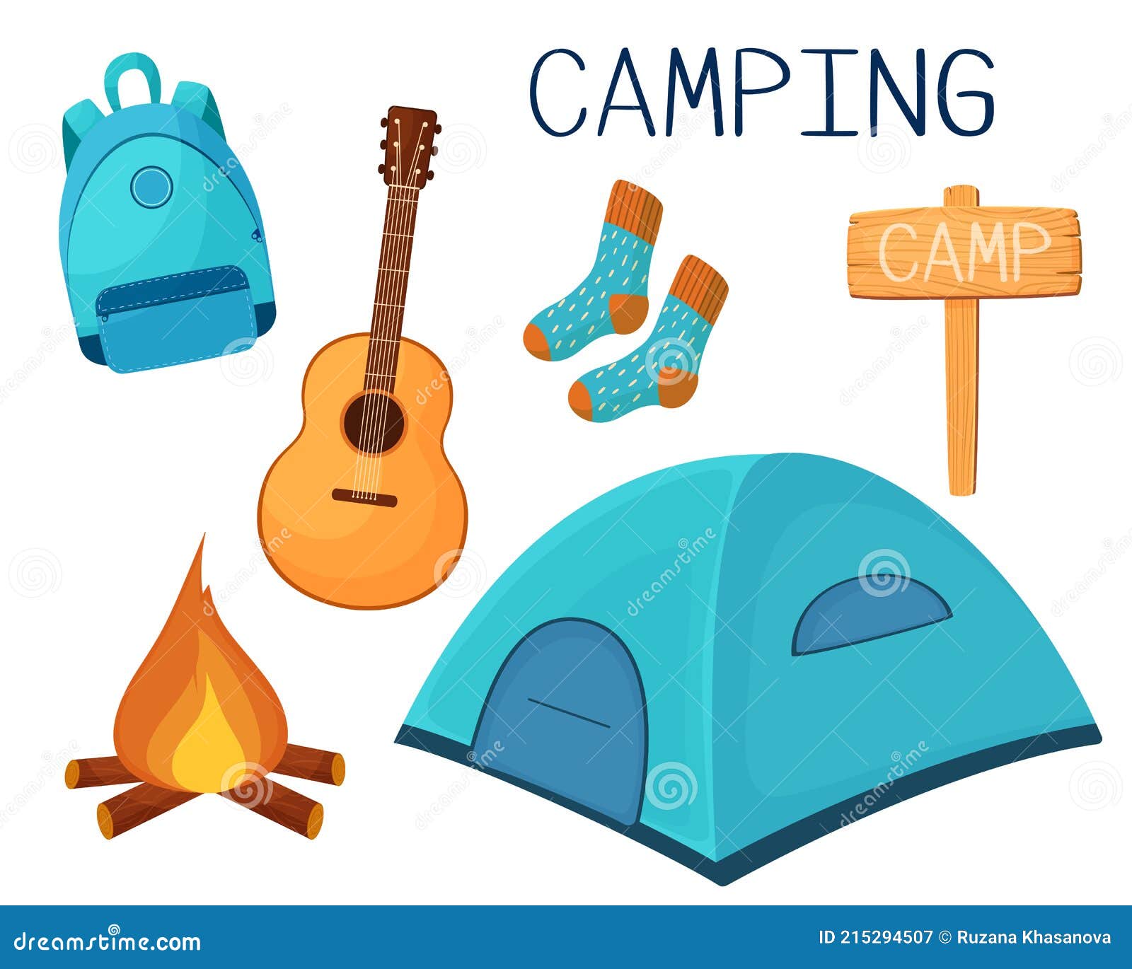 Icono De Estilo De Dibujos Animados De Camping Ilustración Vectorial De  Símbolos Coloridos Ilustración de stock  Getty Images