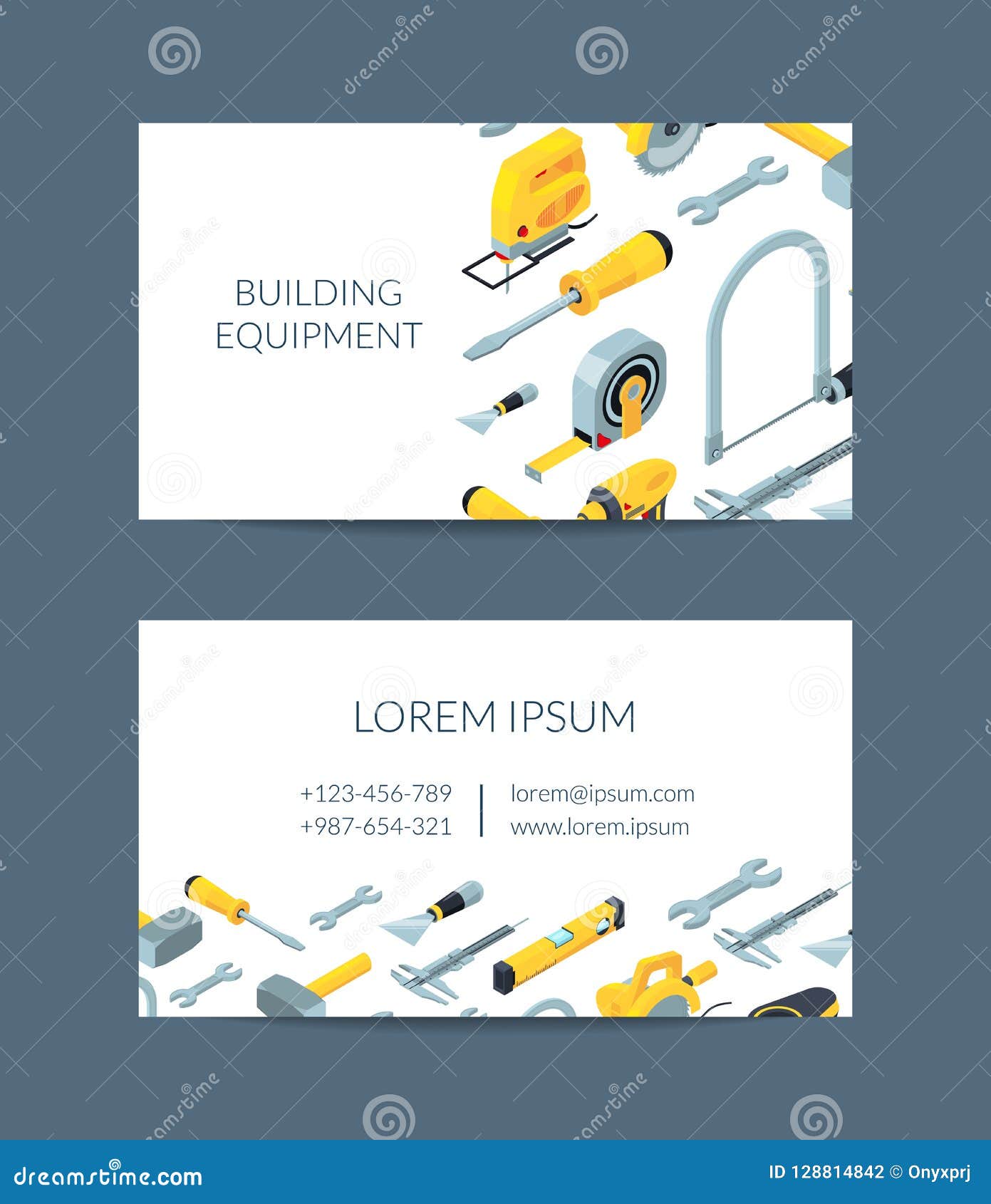 Vector Construction Tools Isometric Icons Business Card Template With Construction Business Card Templates Download Free