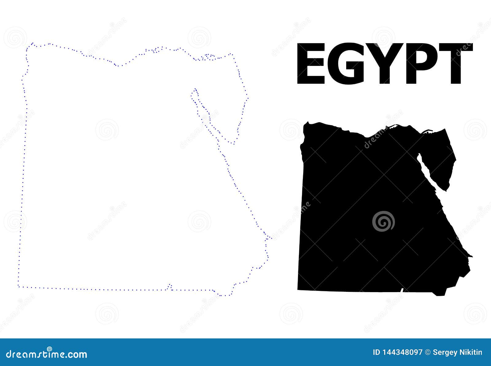 Vector Contour Dotted Map of Egypt with Caption Stock Vector Illustration of element, country