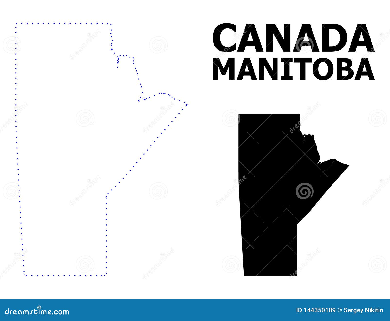  contour dotted map of manitoba province with caption