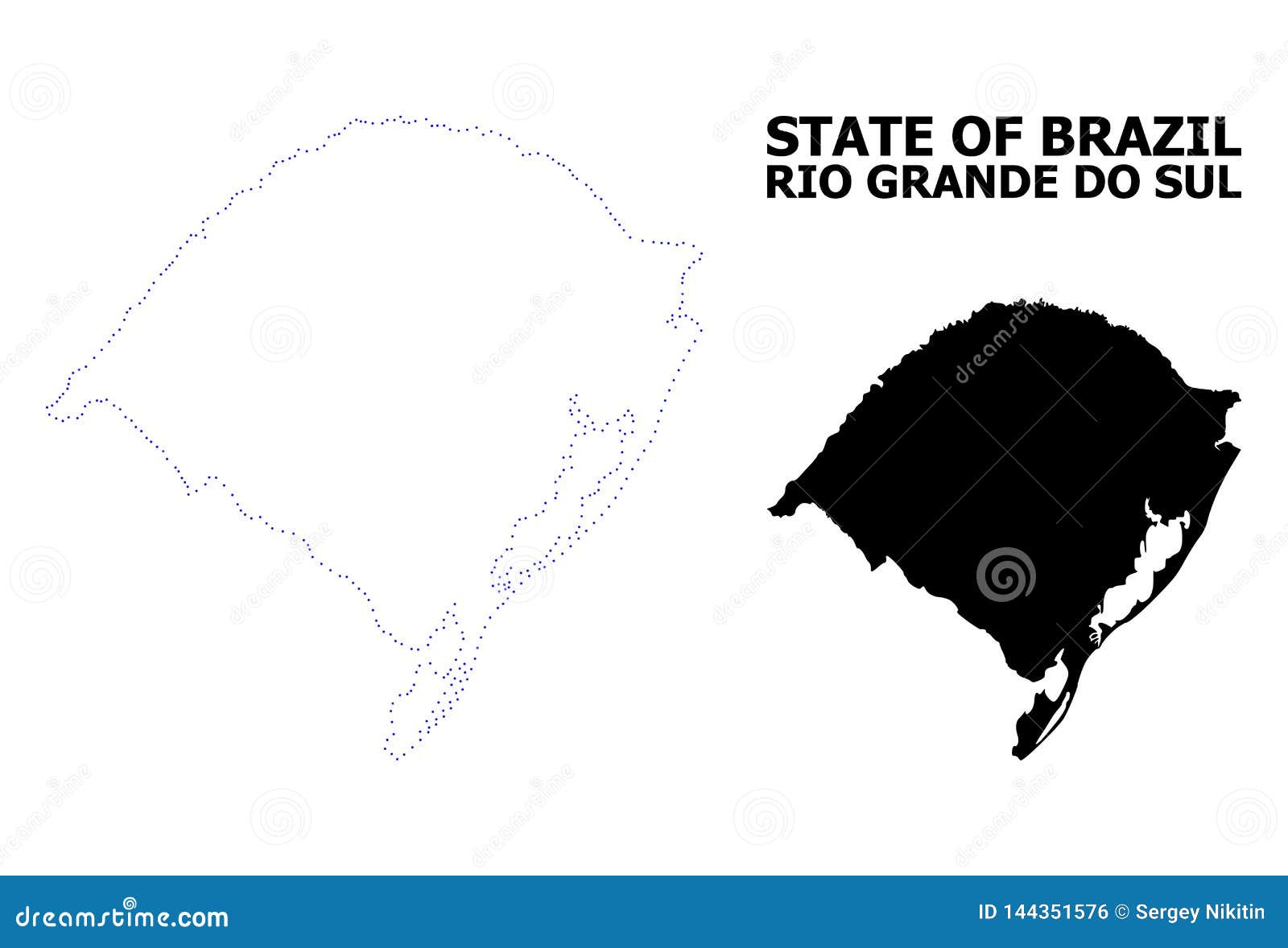 Vector Contour Dotted Map Of Rio Grande Do Sul State With Name Stock Vector Illustration Of Brazilia Territory