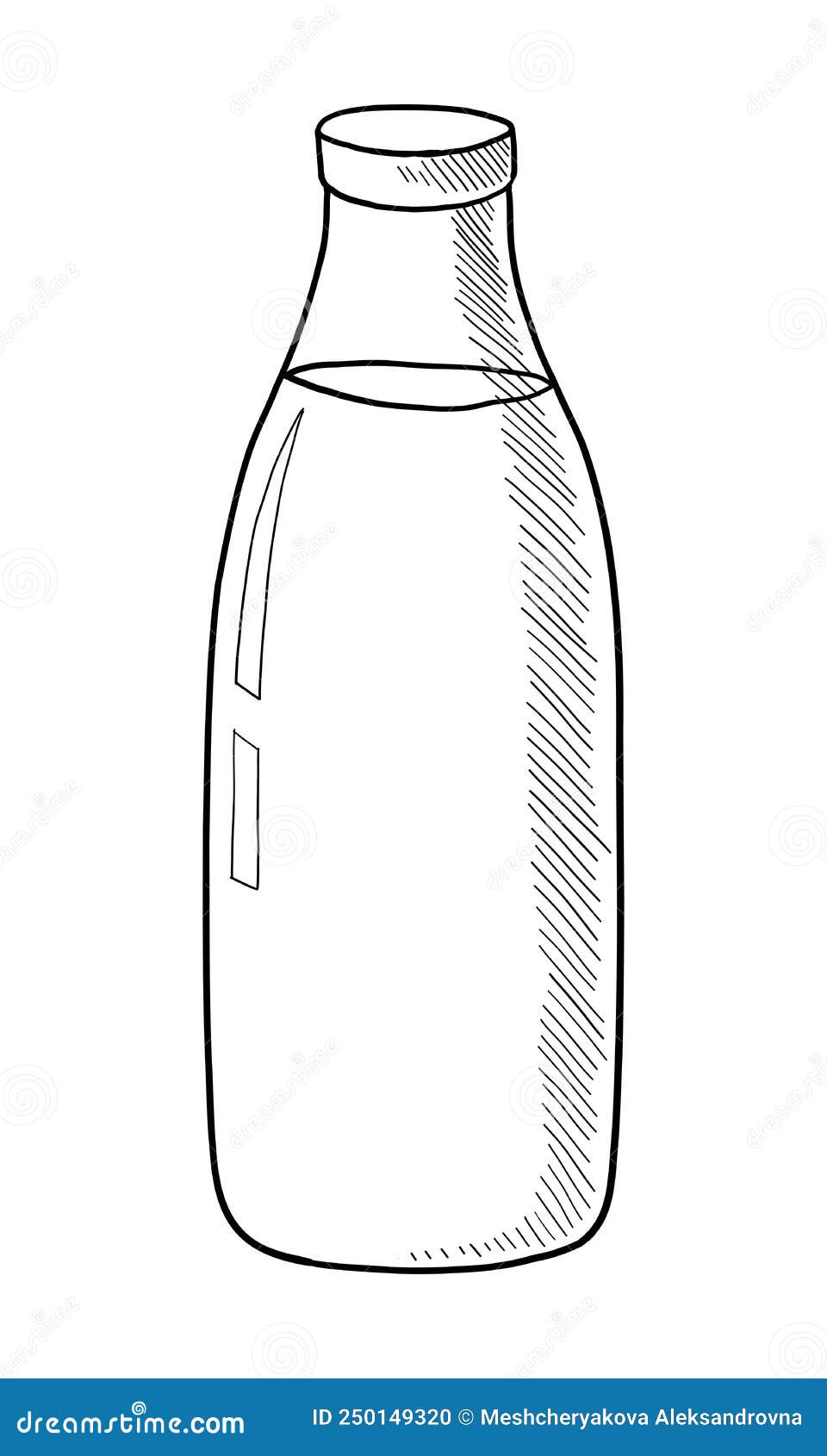 VECTOR CONTOUR DRAWING of a MILK BOTTLE on a WHITE BACKGROUND Stock