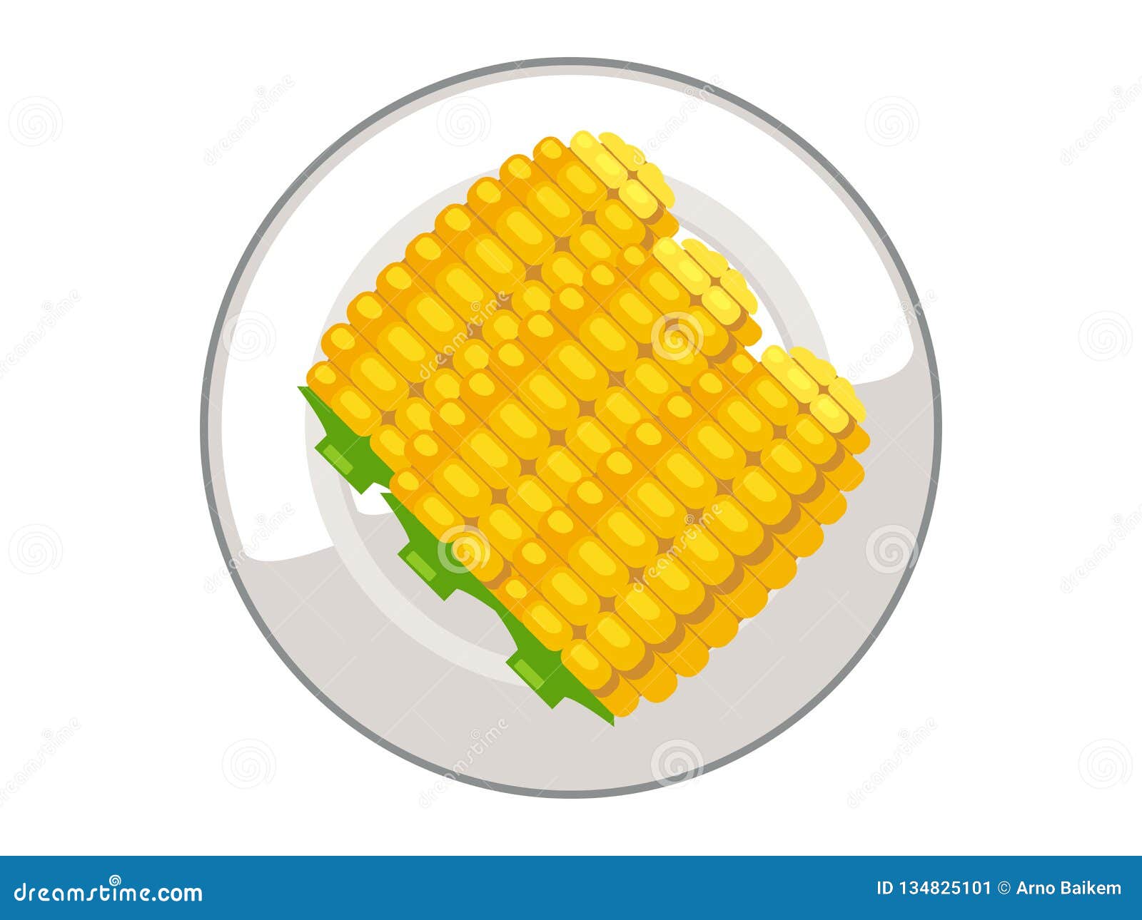 Vector Corn on a Plate on a White Background Stock Vector