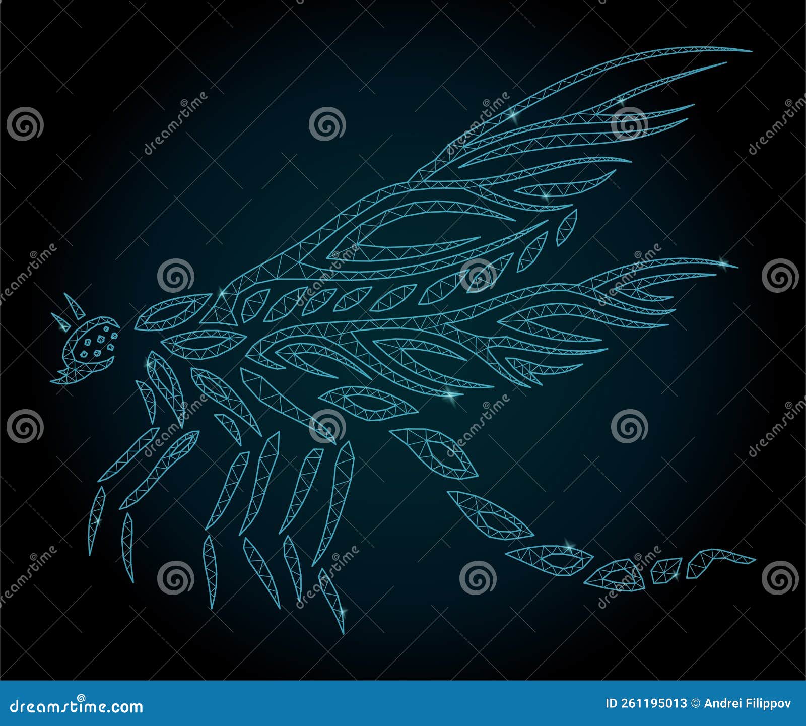 Vector Cosmic Low Poly Line Art With Insect Stock Illustration
