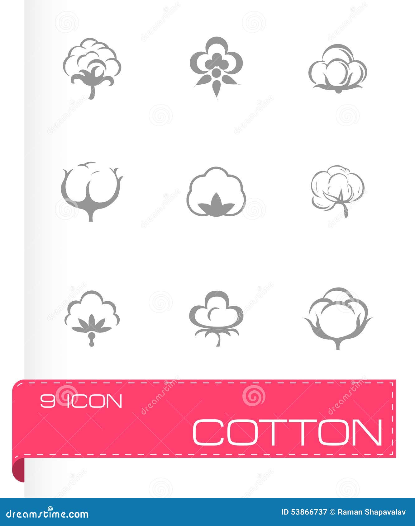 Vector cotton icon set stock vector. Illustration of cloth - 53866737