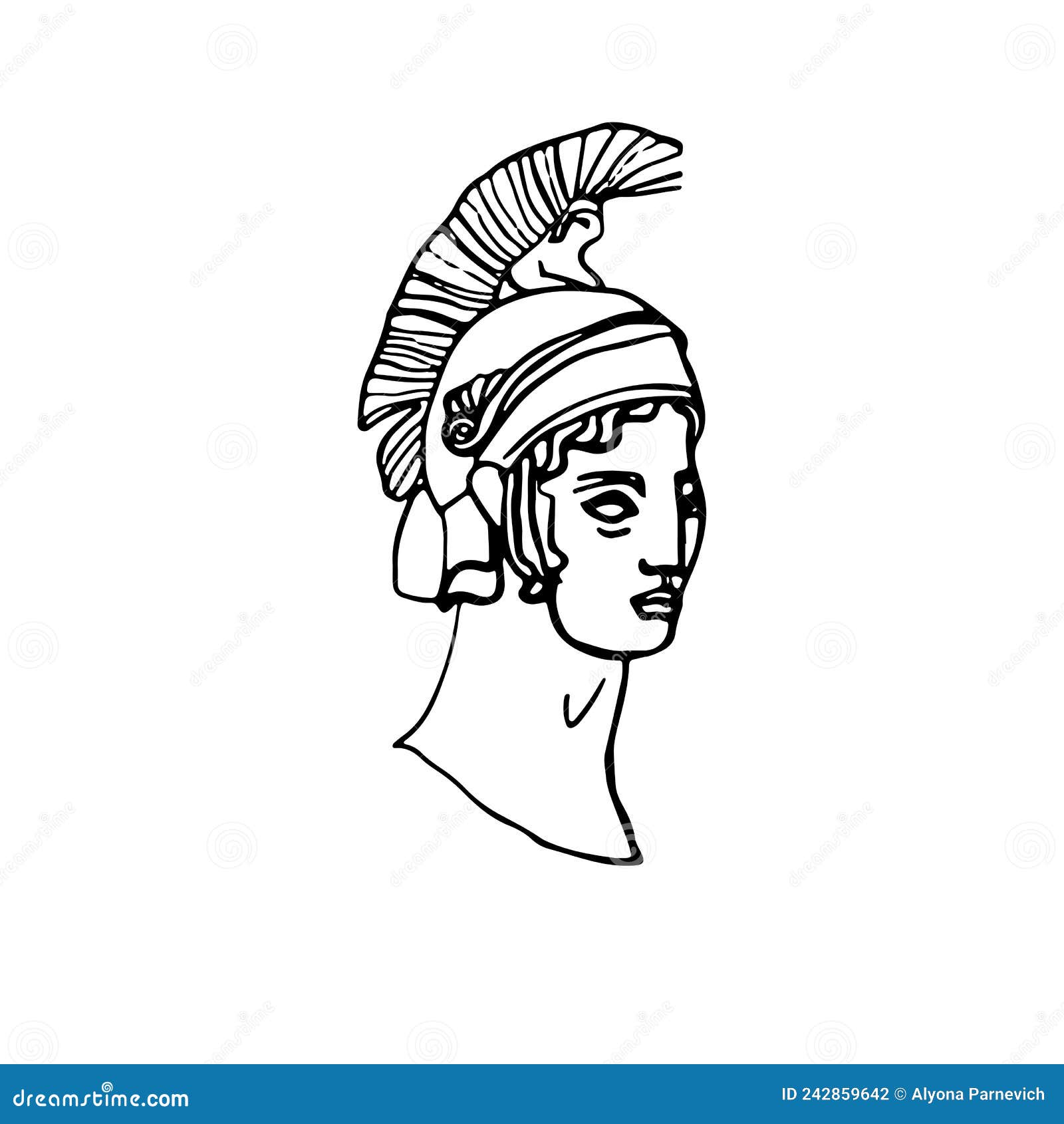 Vector Countinious Line Drawing of Ancient Greek Sculpture Isolated on ...