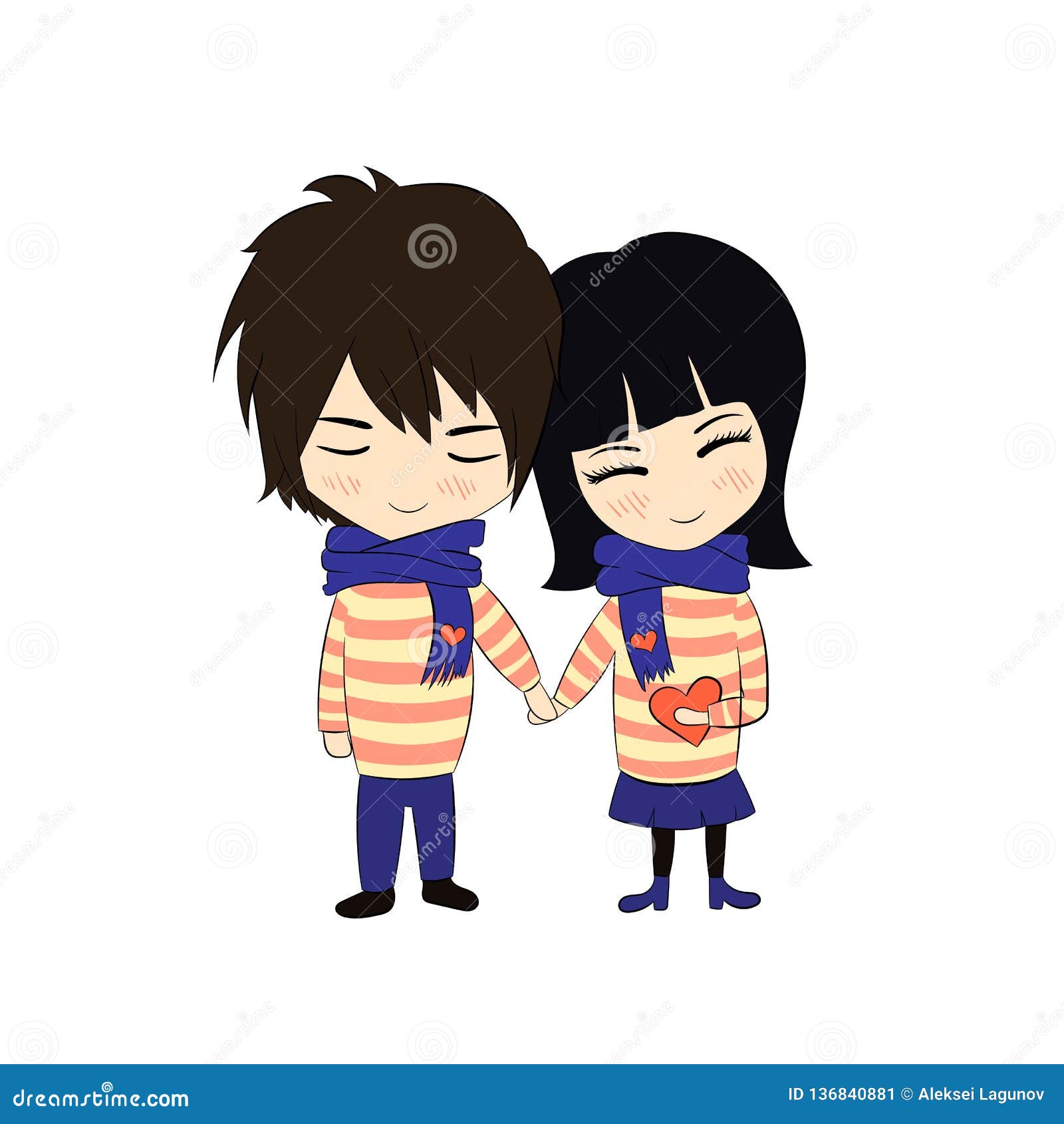 Vector Couple In Love Doodle Drawing Girl And Boy Hold Hands Colorful Illustration Isolated Stock Vector Illustration Of Couple Handdrawn