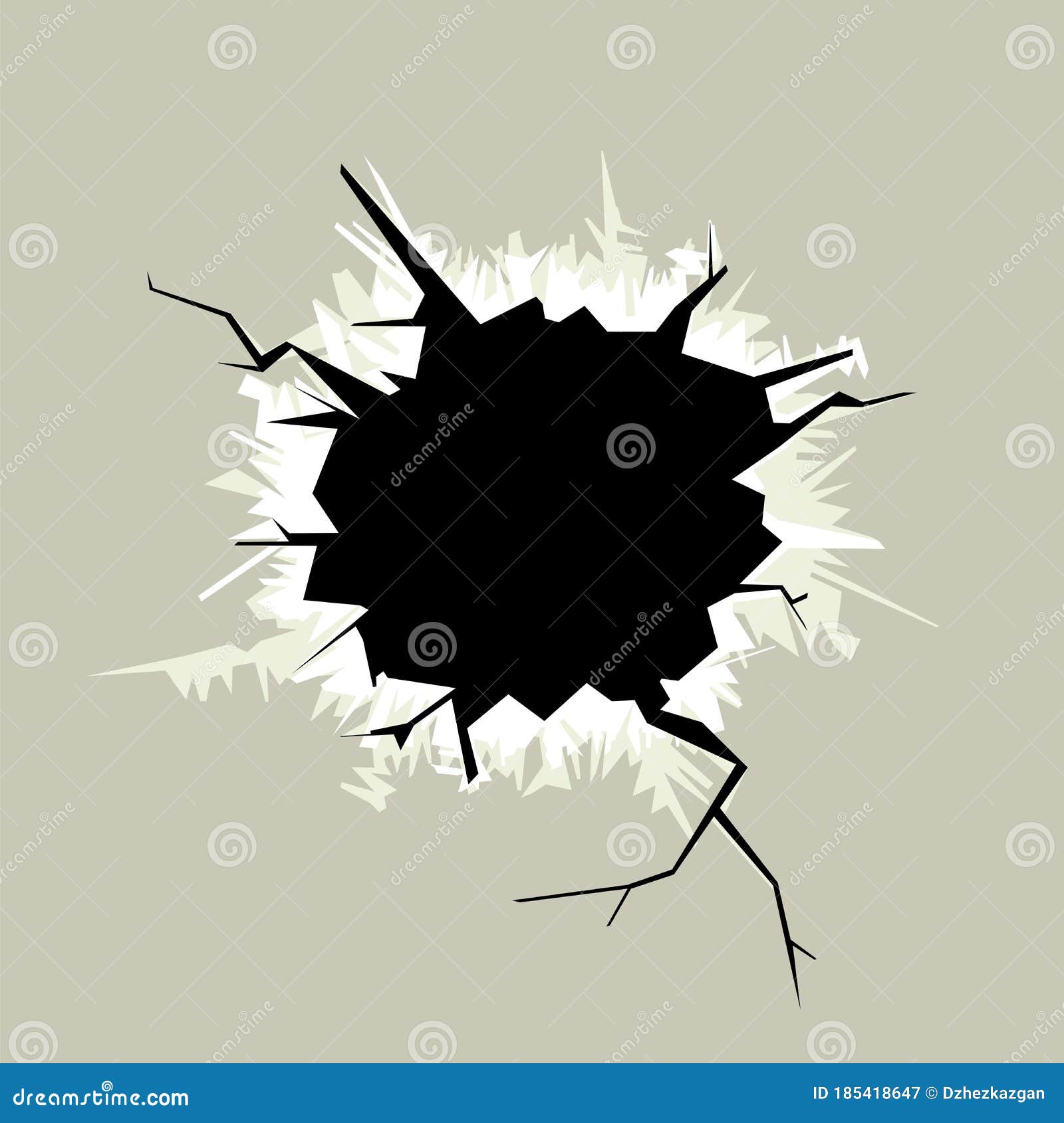 Vector Crack in Wall / Hole in the Wall / Damage / Poster . Abstract