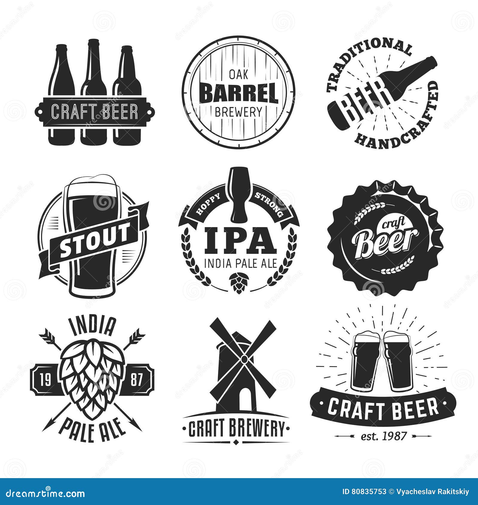Vector craft beer logos stock vector. Illustration of symbol 80835753