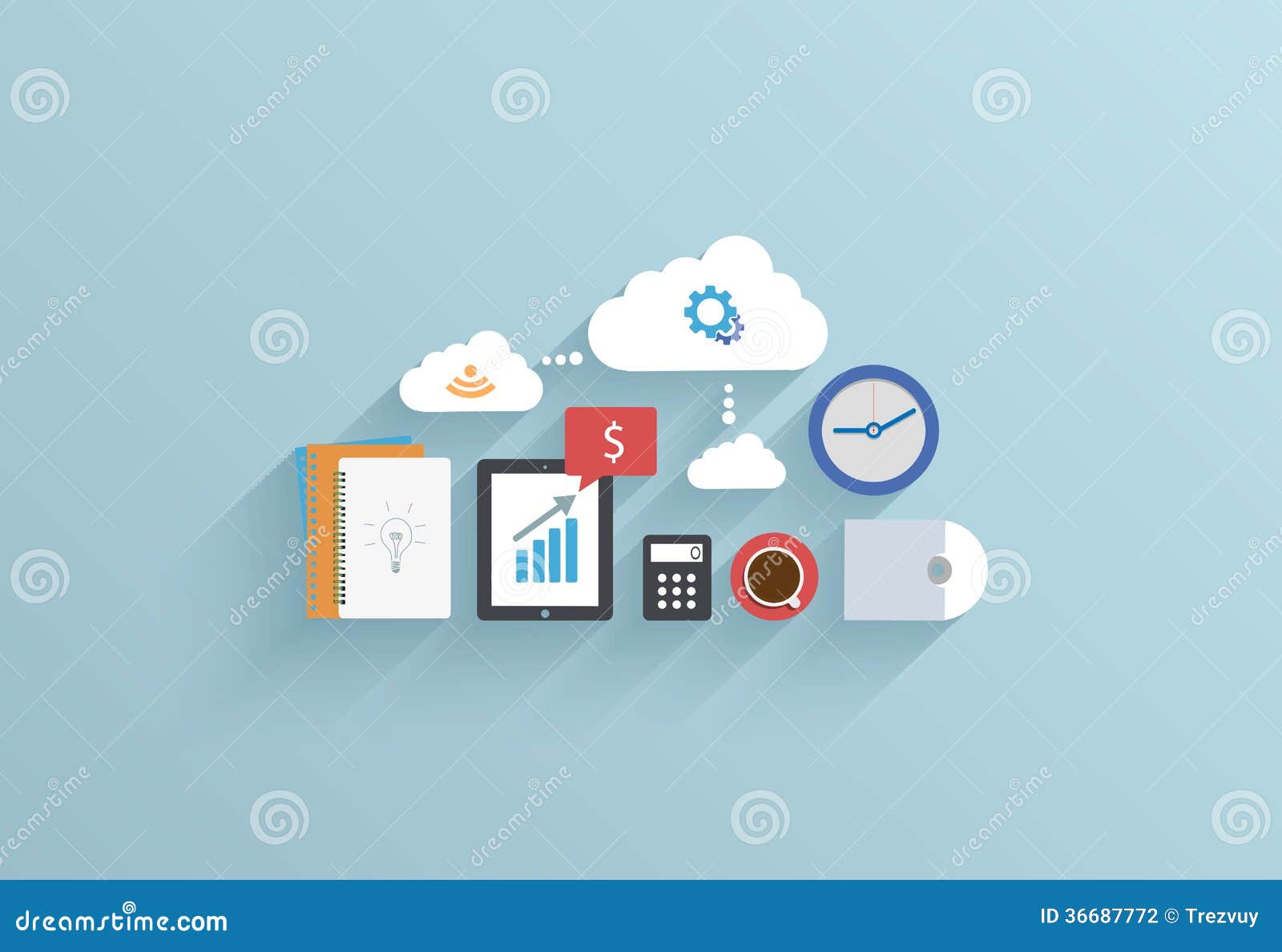 Vector Creative Flat Ui Icon On Blue Background Stock ...