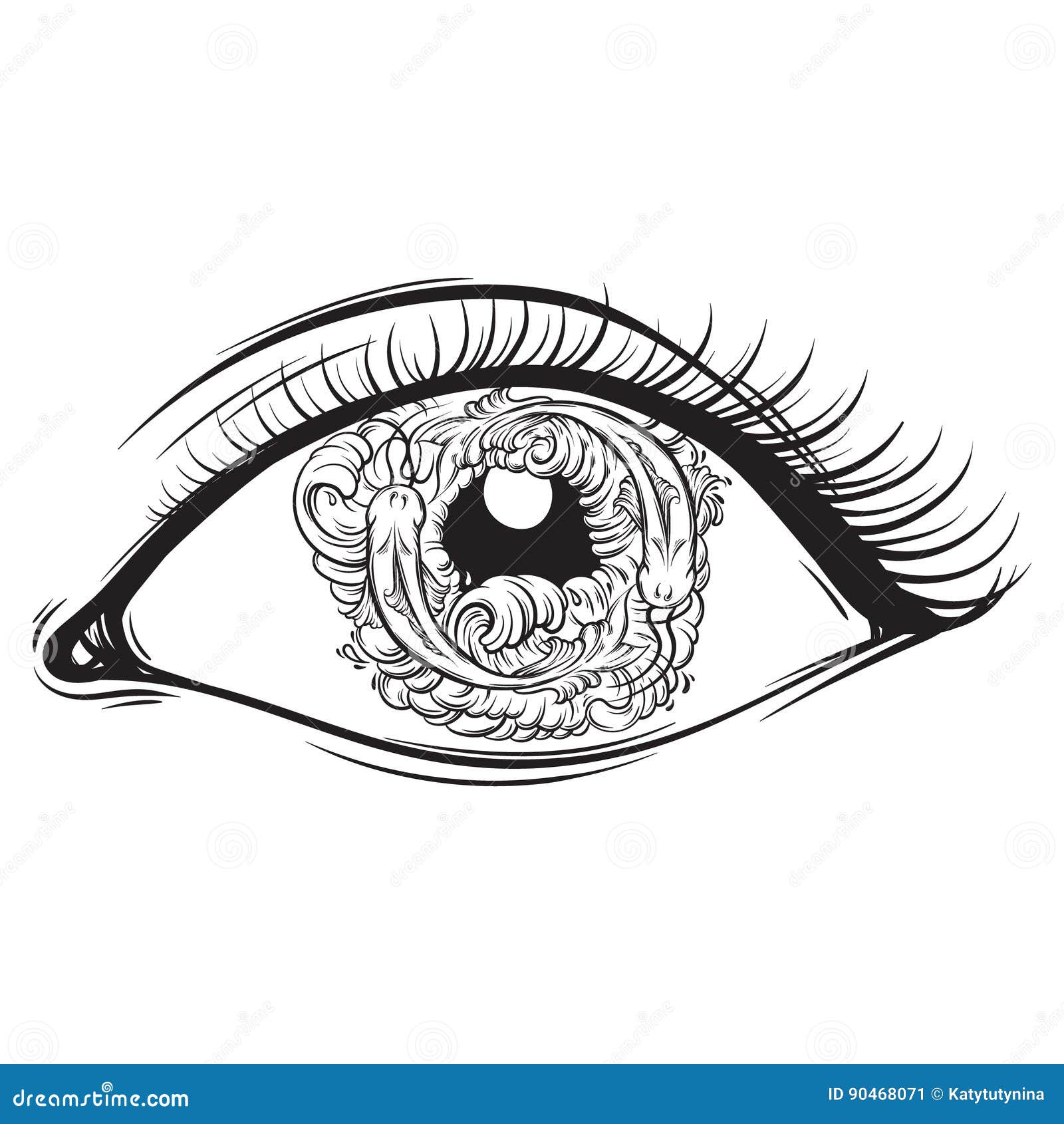 Download Vector Creative Illustration Of Eyes With Fish And Waves Stock Vector - Illustration of ...