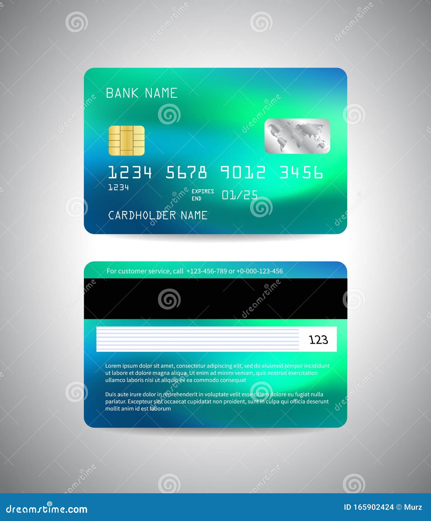 Vector Credit Card. Front and Back Side of Credit Card Template. Money ...