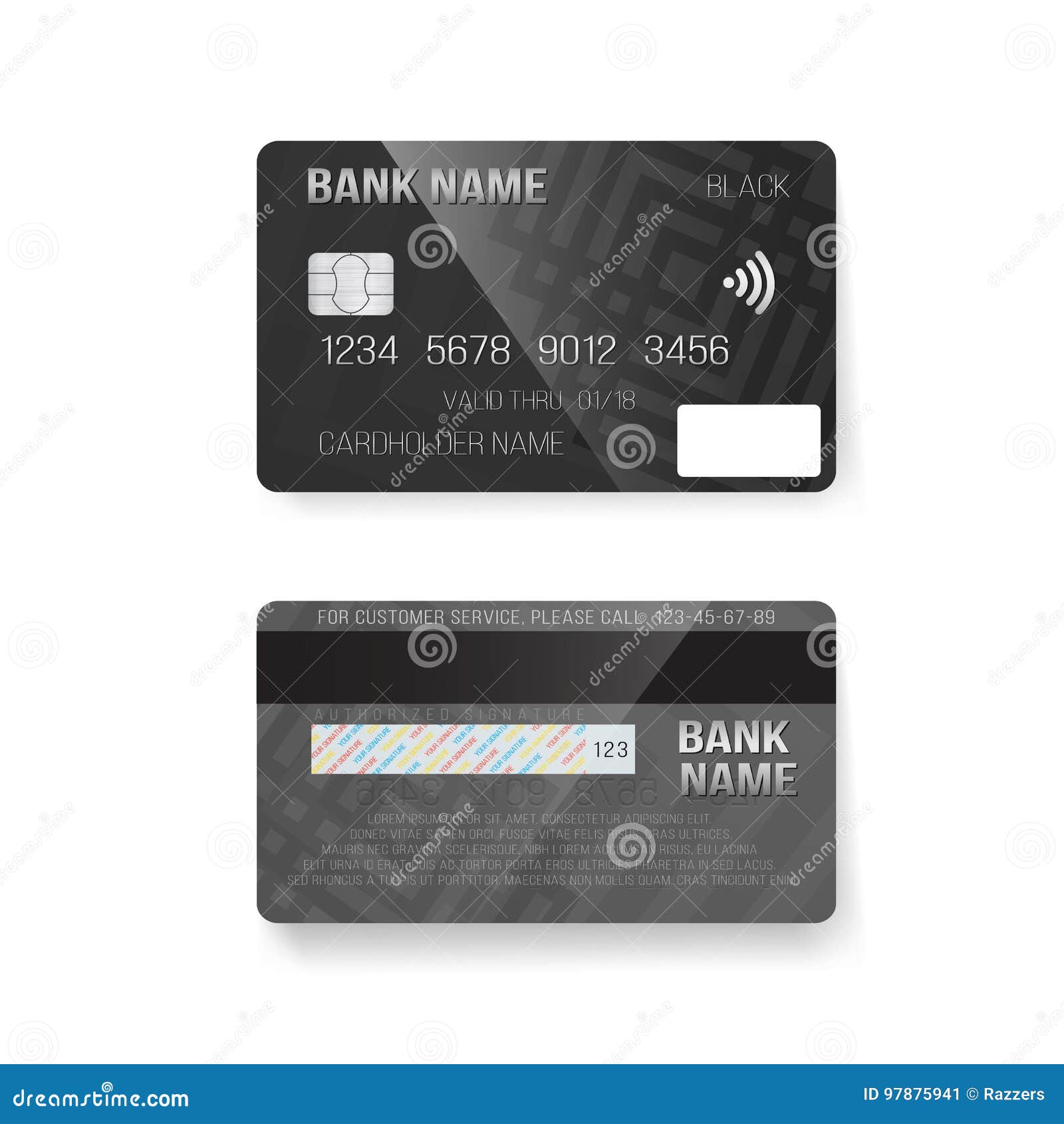 Vector Credit Card. Photorealistic Bank Card on White Background Stock ...