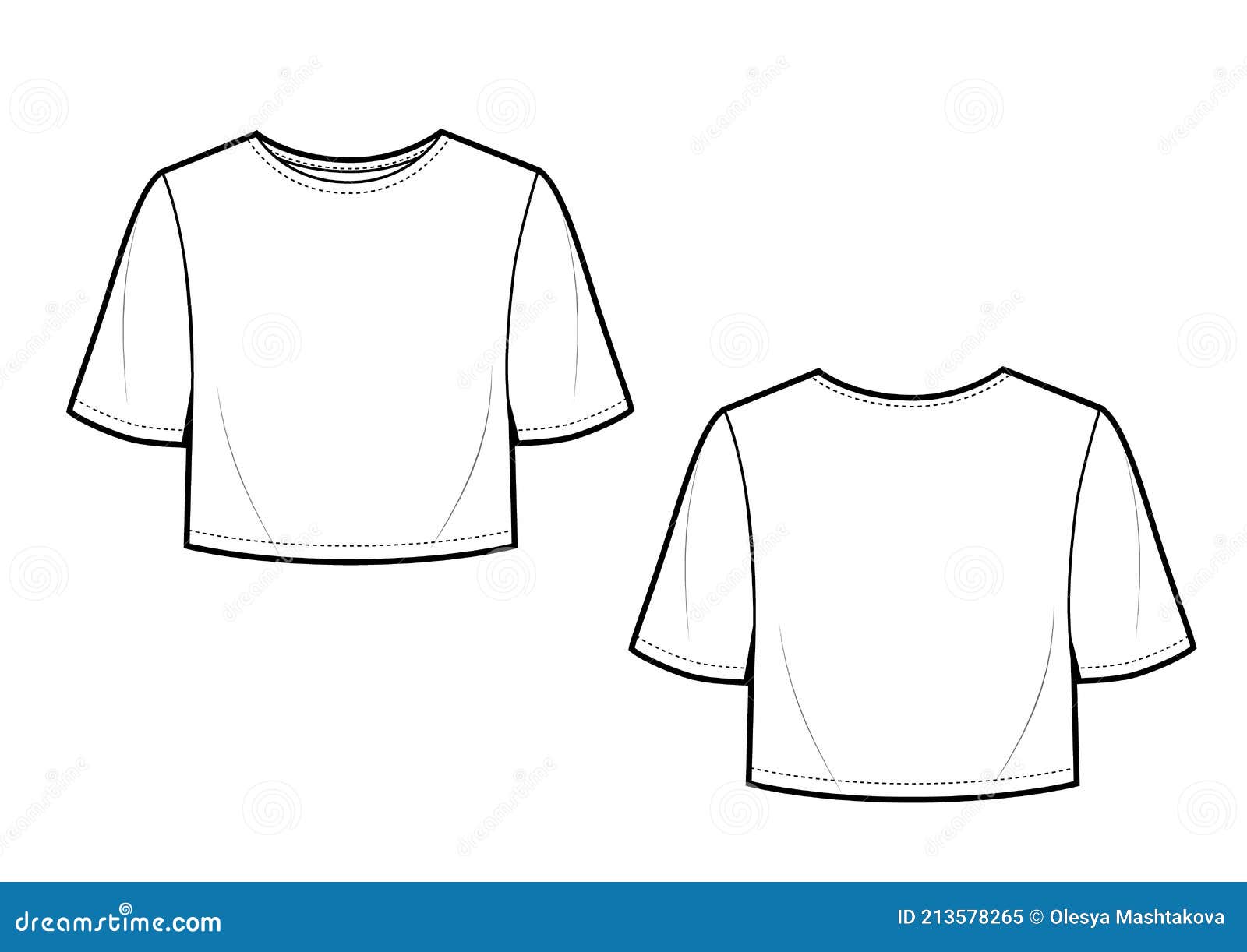 Vector Crop Basic T Shirt. Mock Up Template Stock Vector - Illustration ...