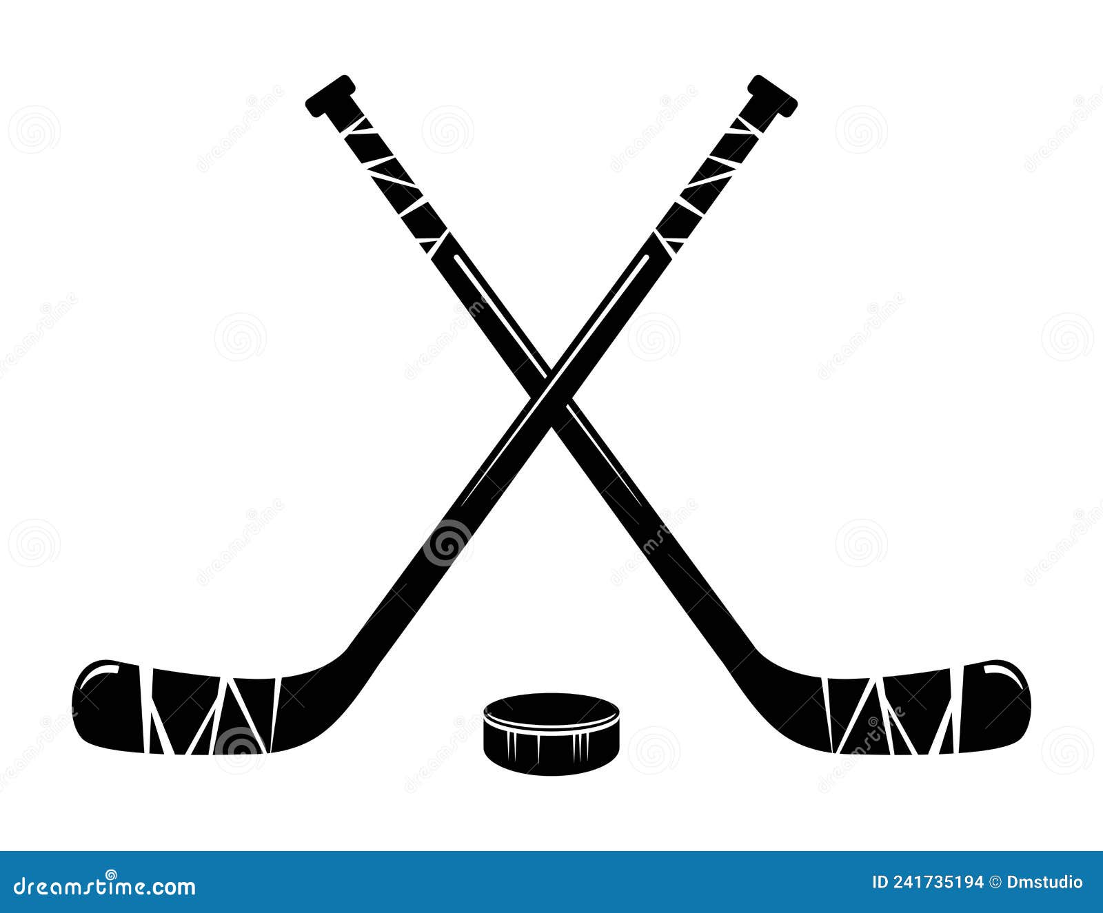  crossed hockey sticks and hockey puck