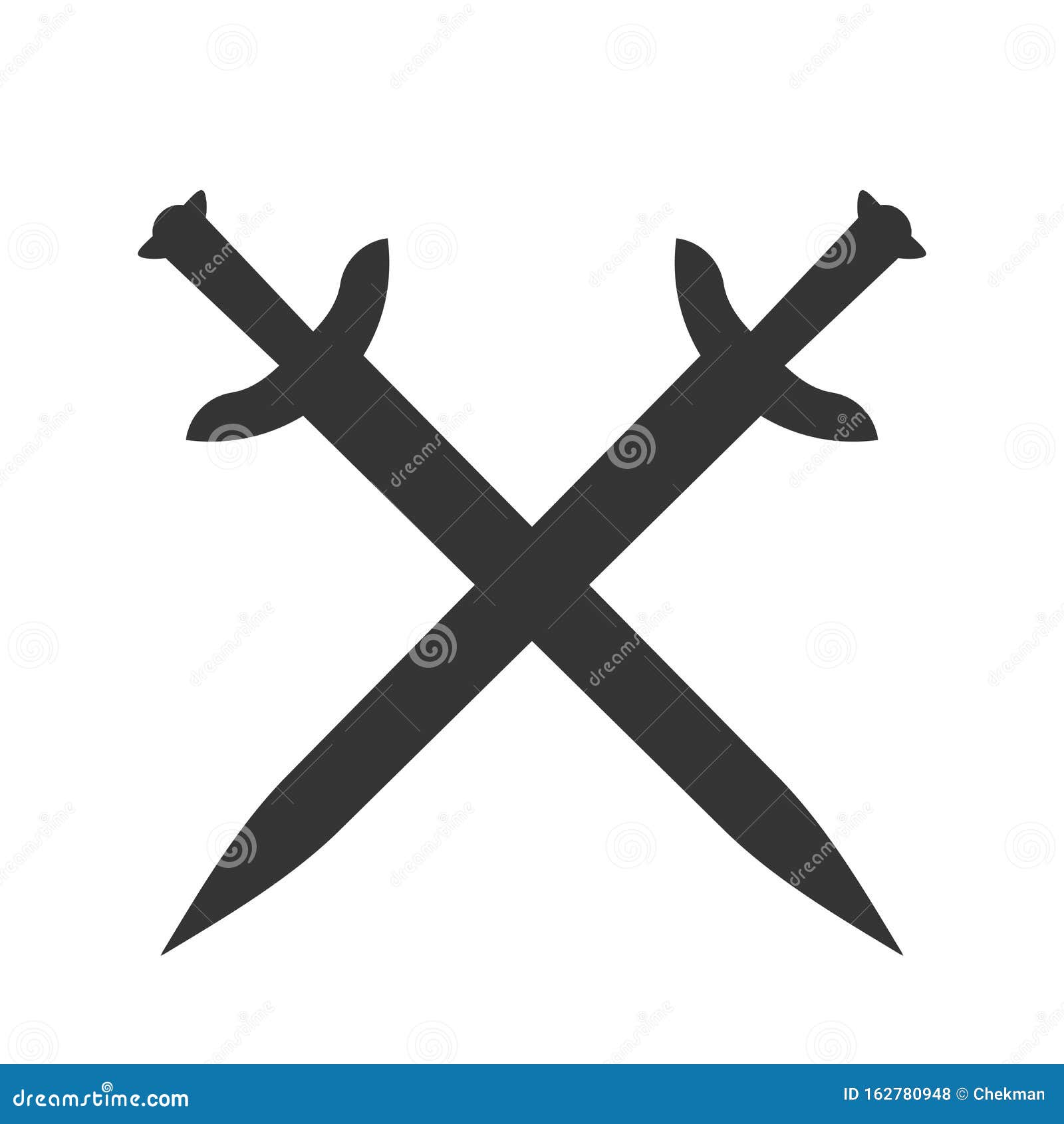 silhouette of crossed swords, Stock image