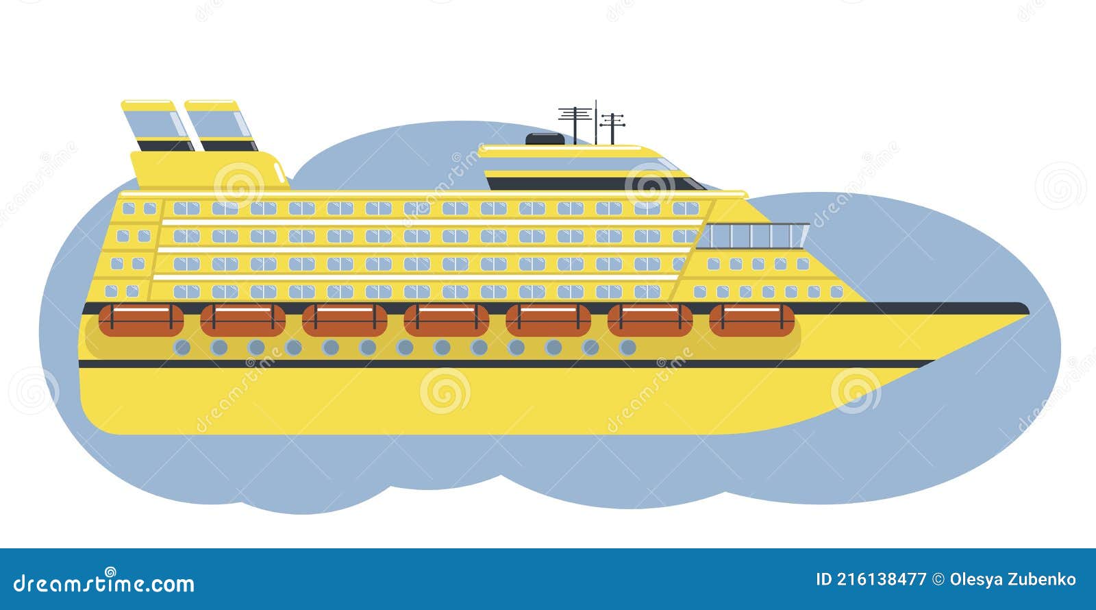 blue and yellow cruise ship