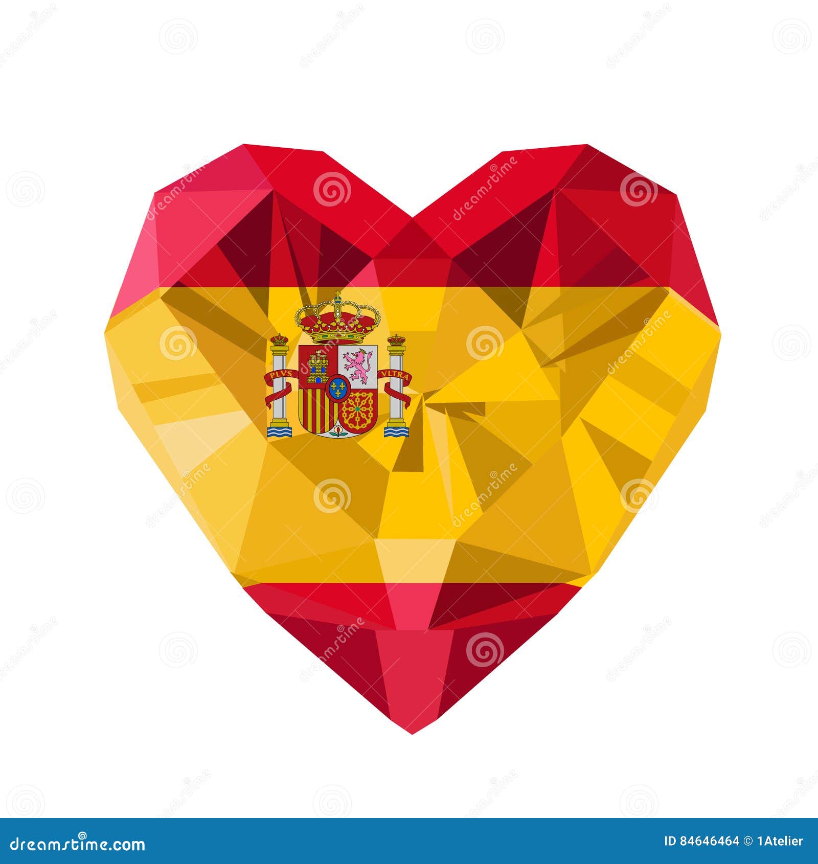  crystal gem jewelry spanish heart with the flag of the kingdom of spain.